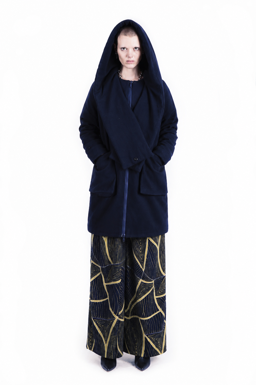 TAVA Oversized Hood Coat - navy I adddress
