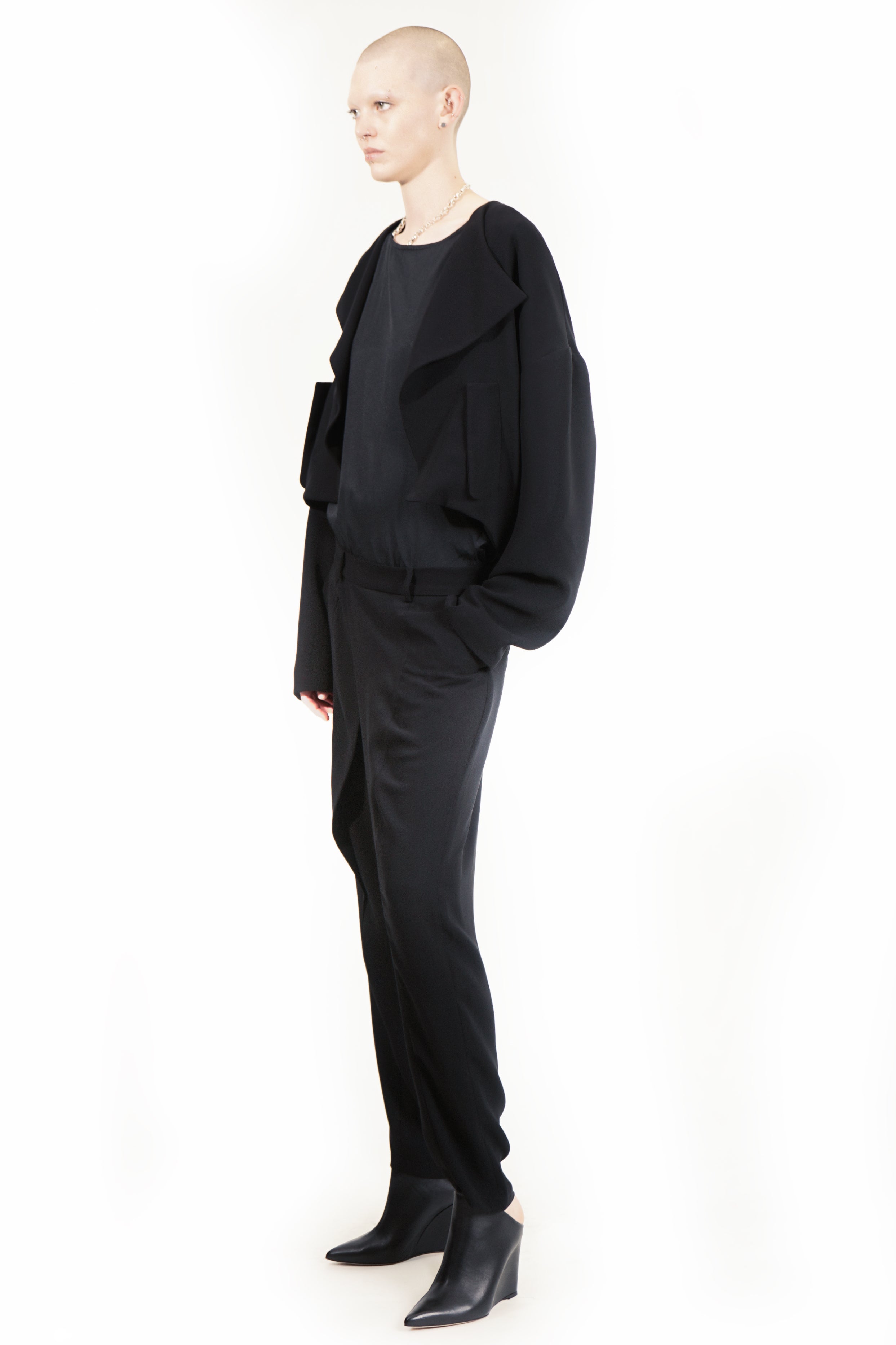 Architectural cropped blazer silhouette