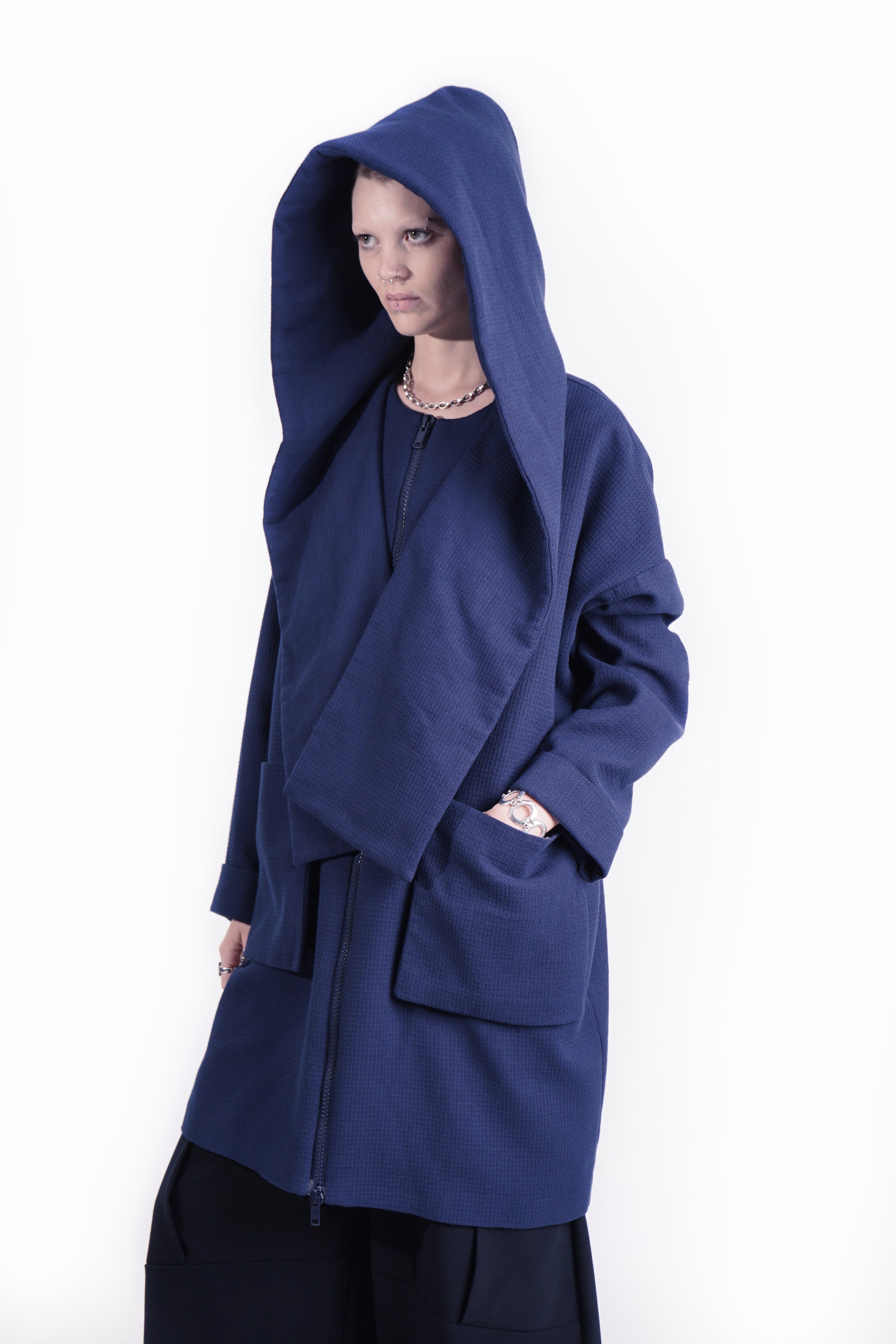 TAVA Scarf Hood Coat -Black I Adddress