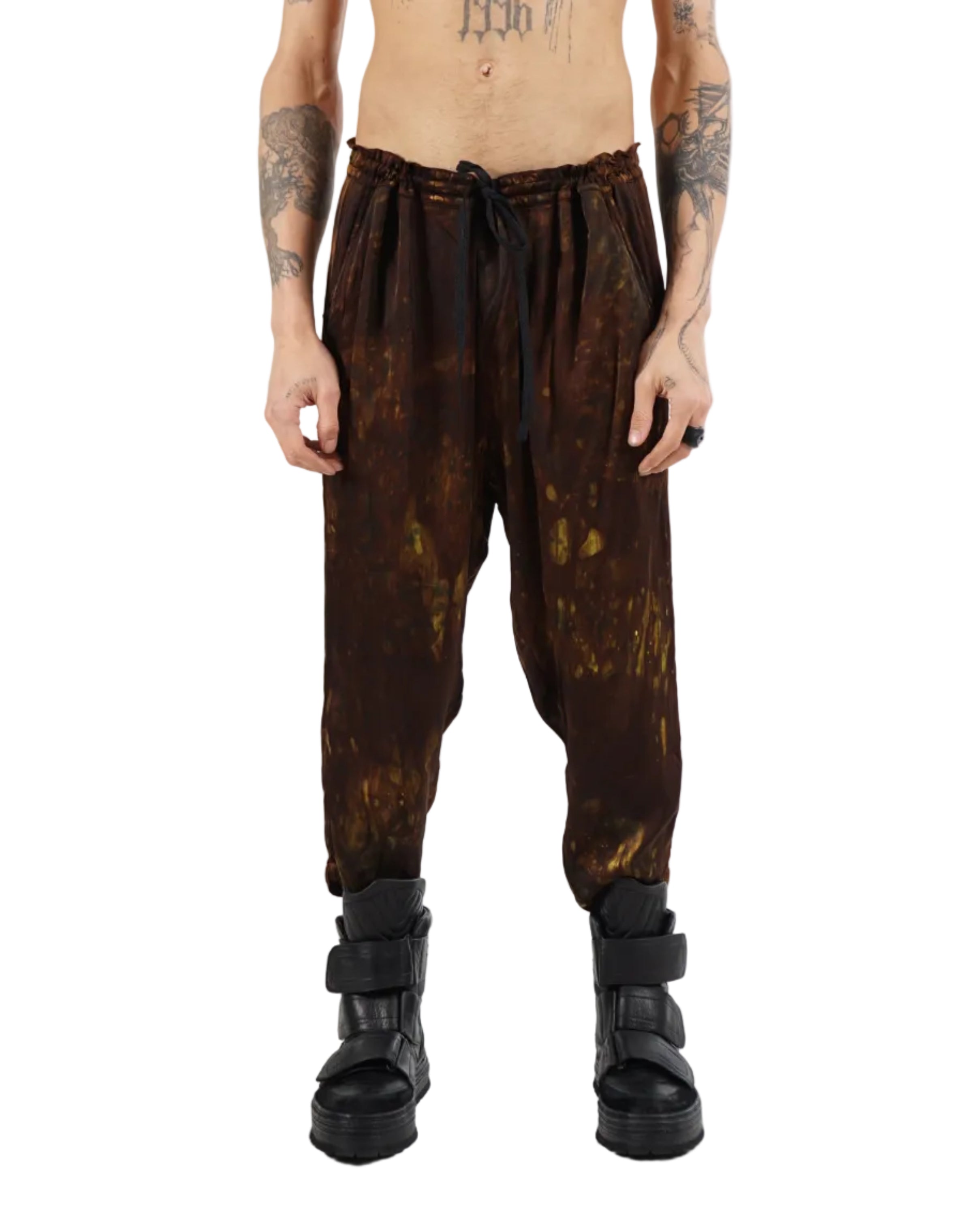 Mark Baigent – Kay Pants – Brown / Yellow Abstract