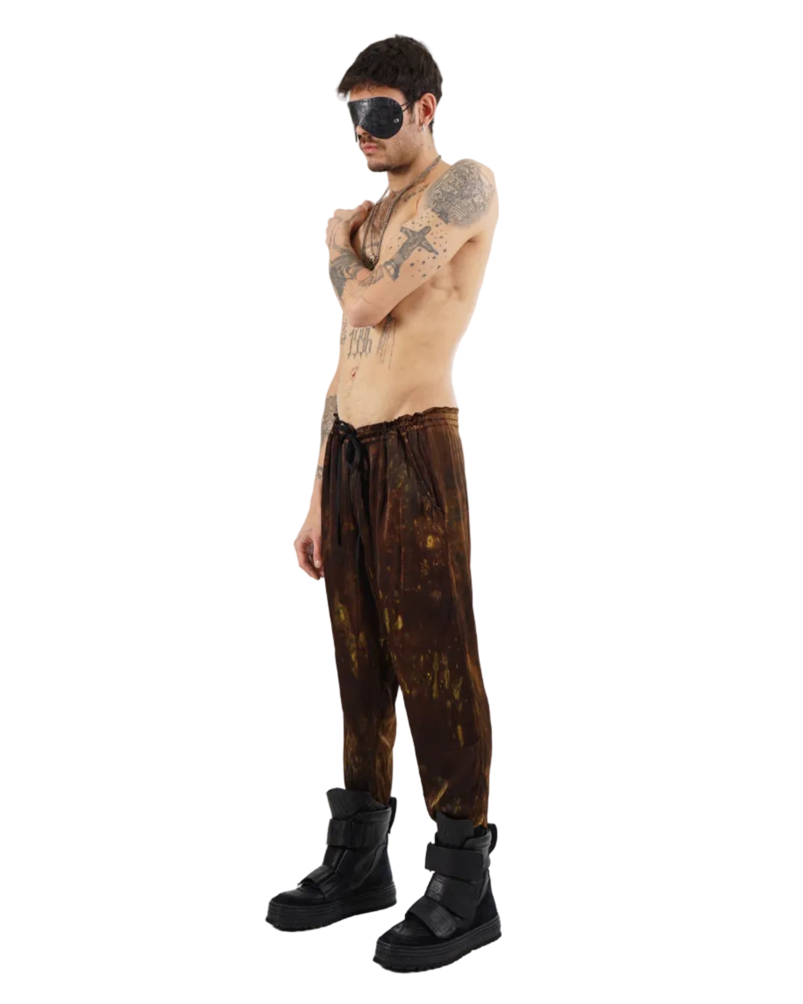 Mark Baigent – Kay Pants – Brown / Yellow Abstract