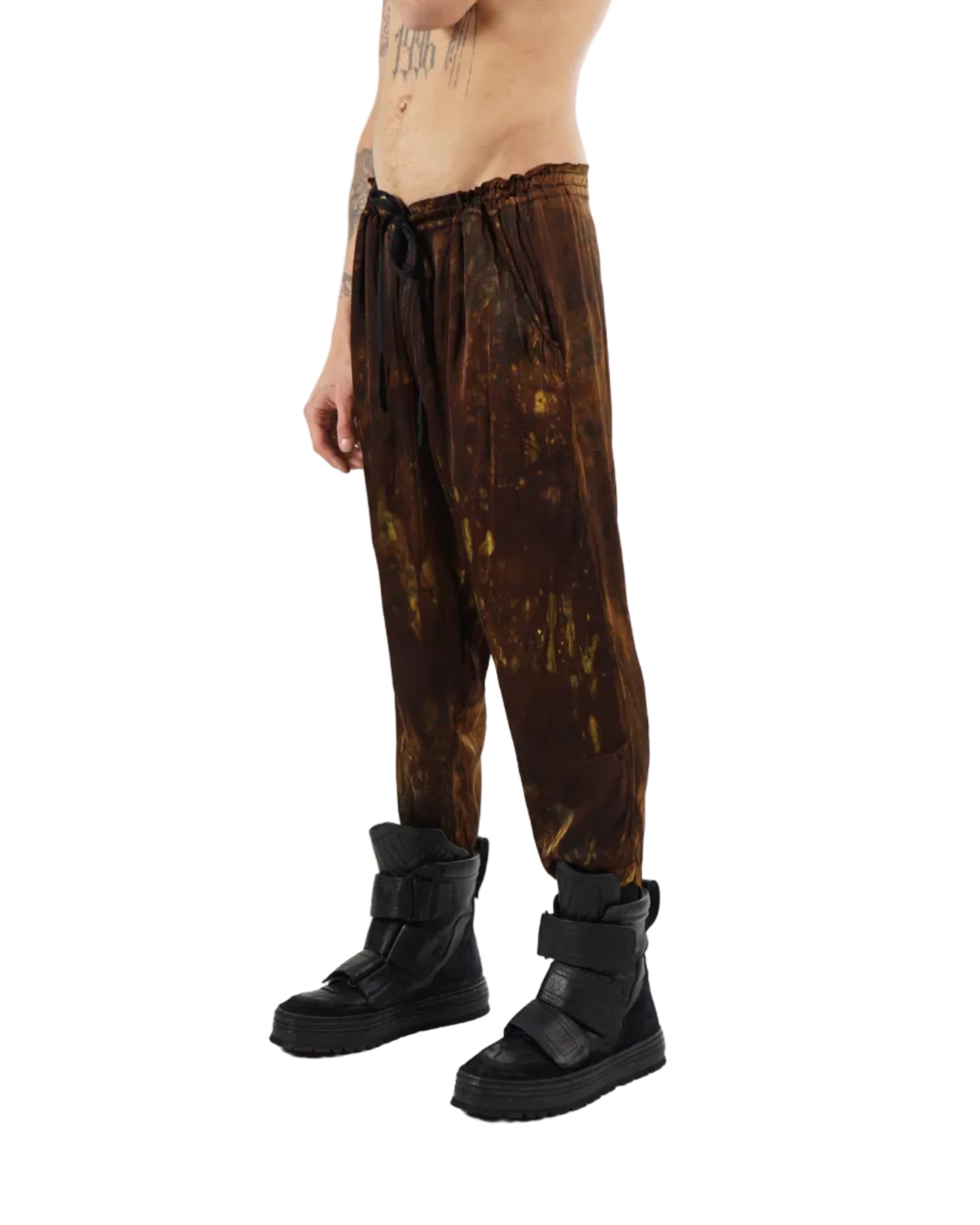 Mark Baigent – Kay Pants – Brown / Yellow Abstract