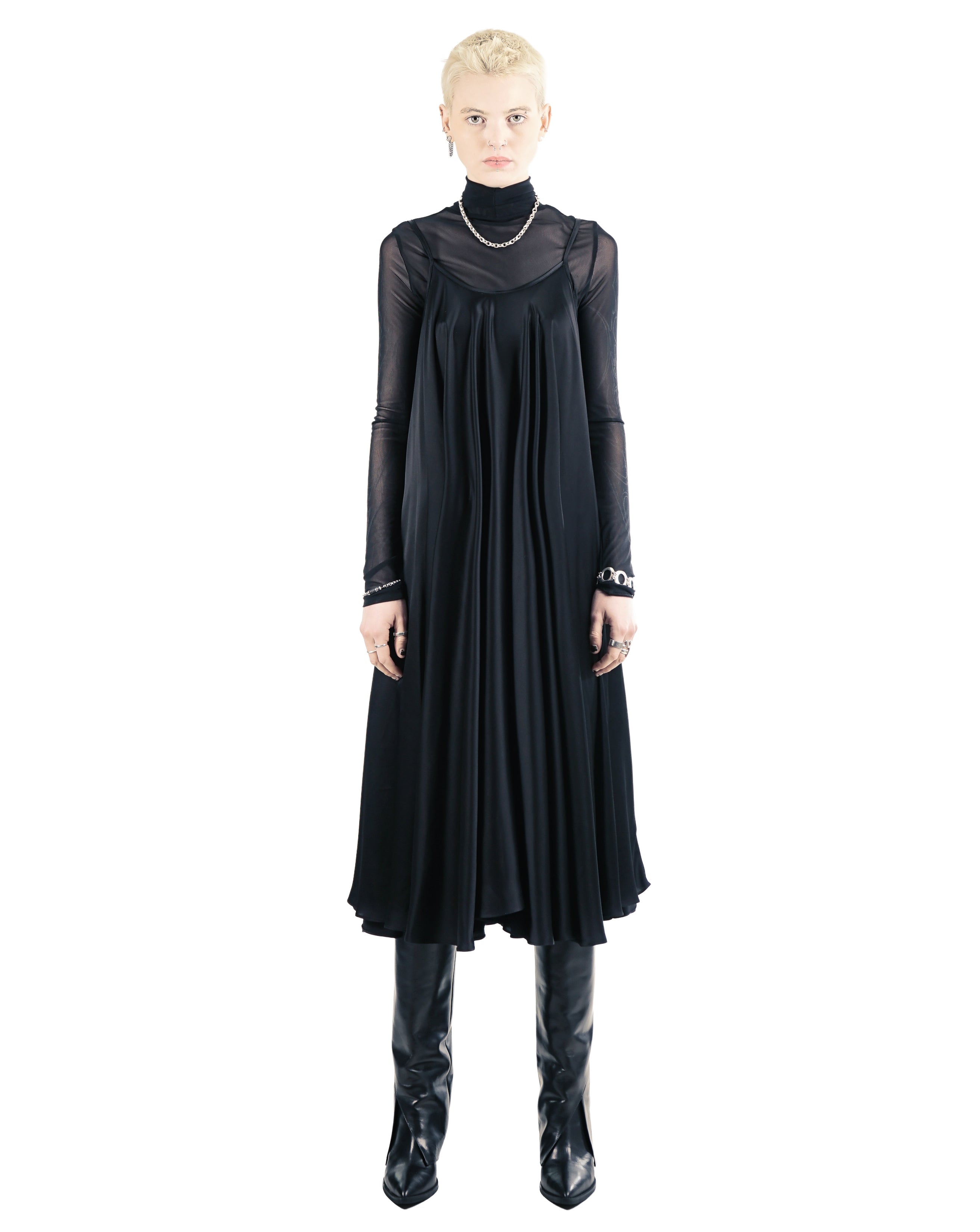 R270 A-Shape Midi Dress – Black | Adddress