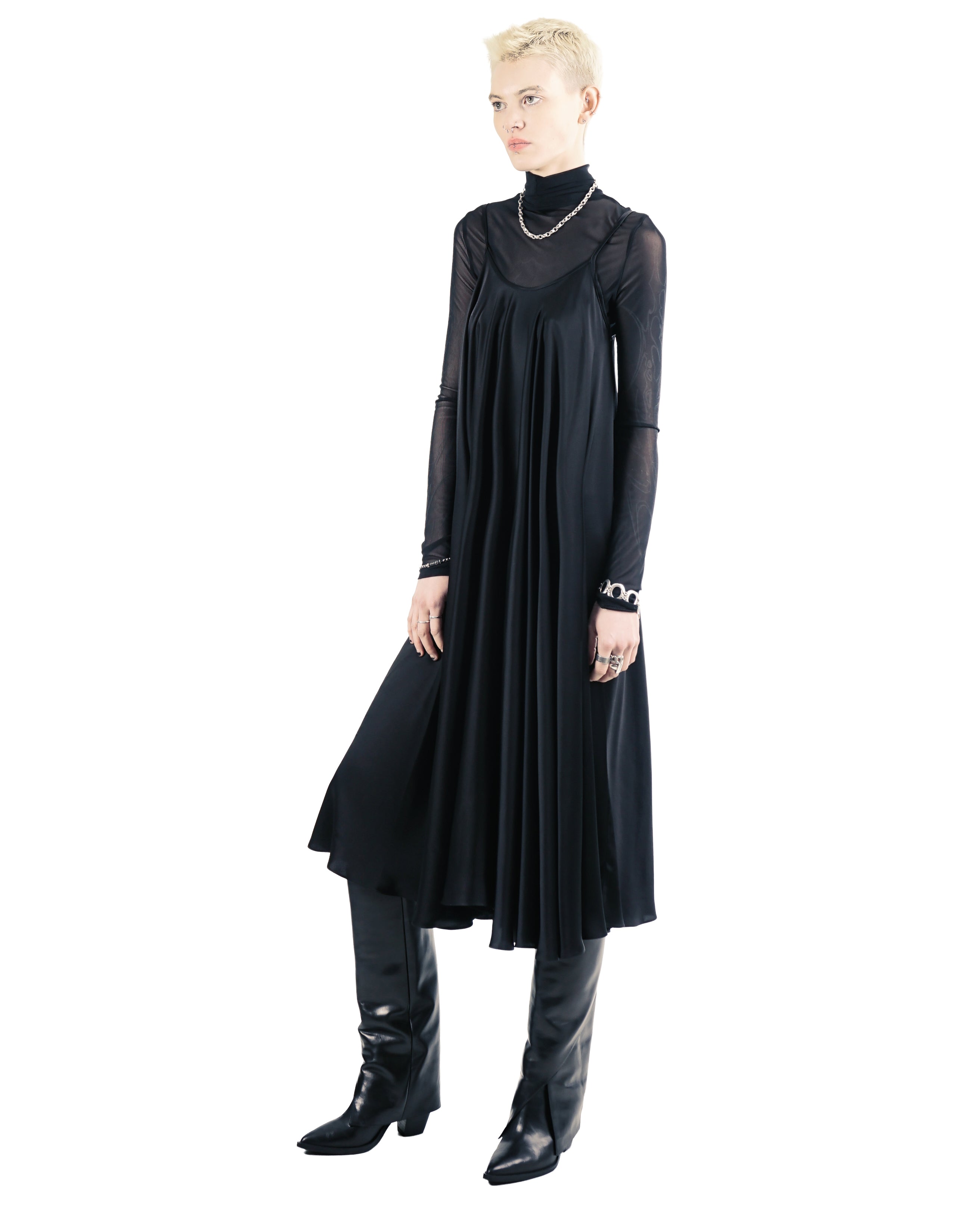R270 A-Shape Midi Dress – Black | Adddress