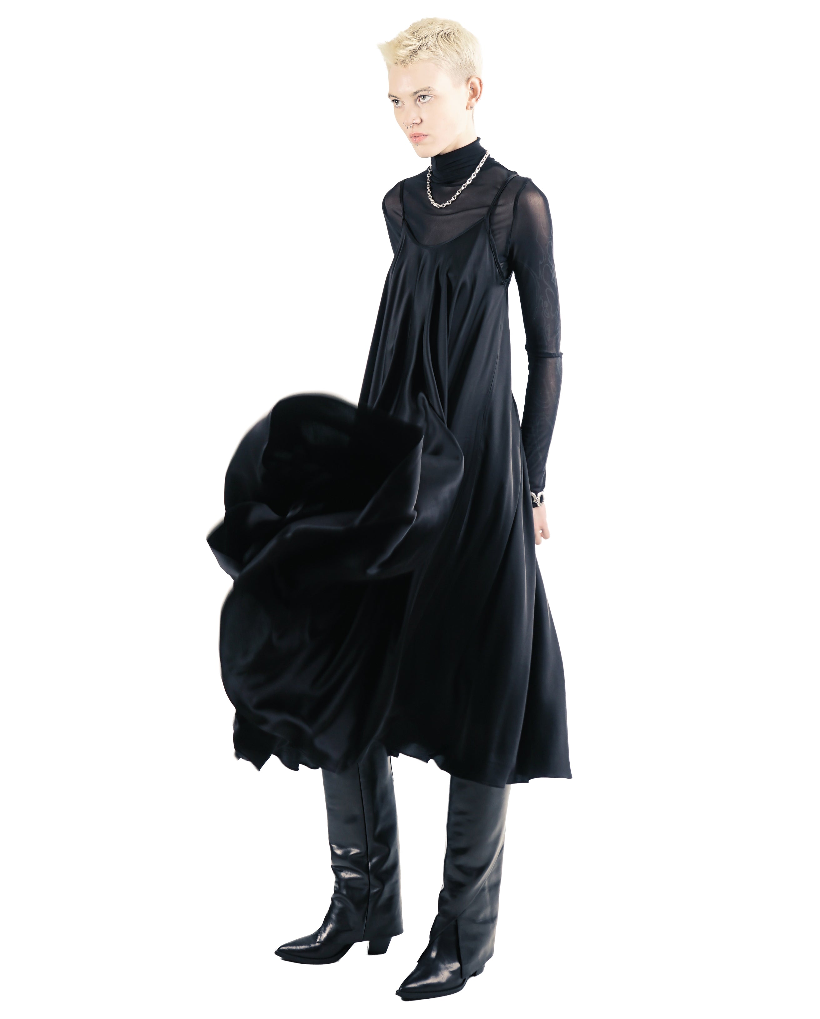 R270 A-Shape Midi Dress – Black | Adddress