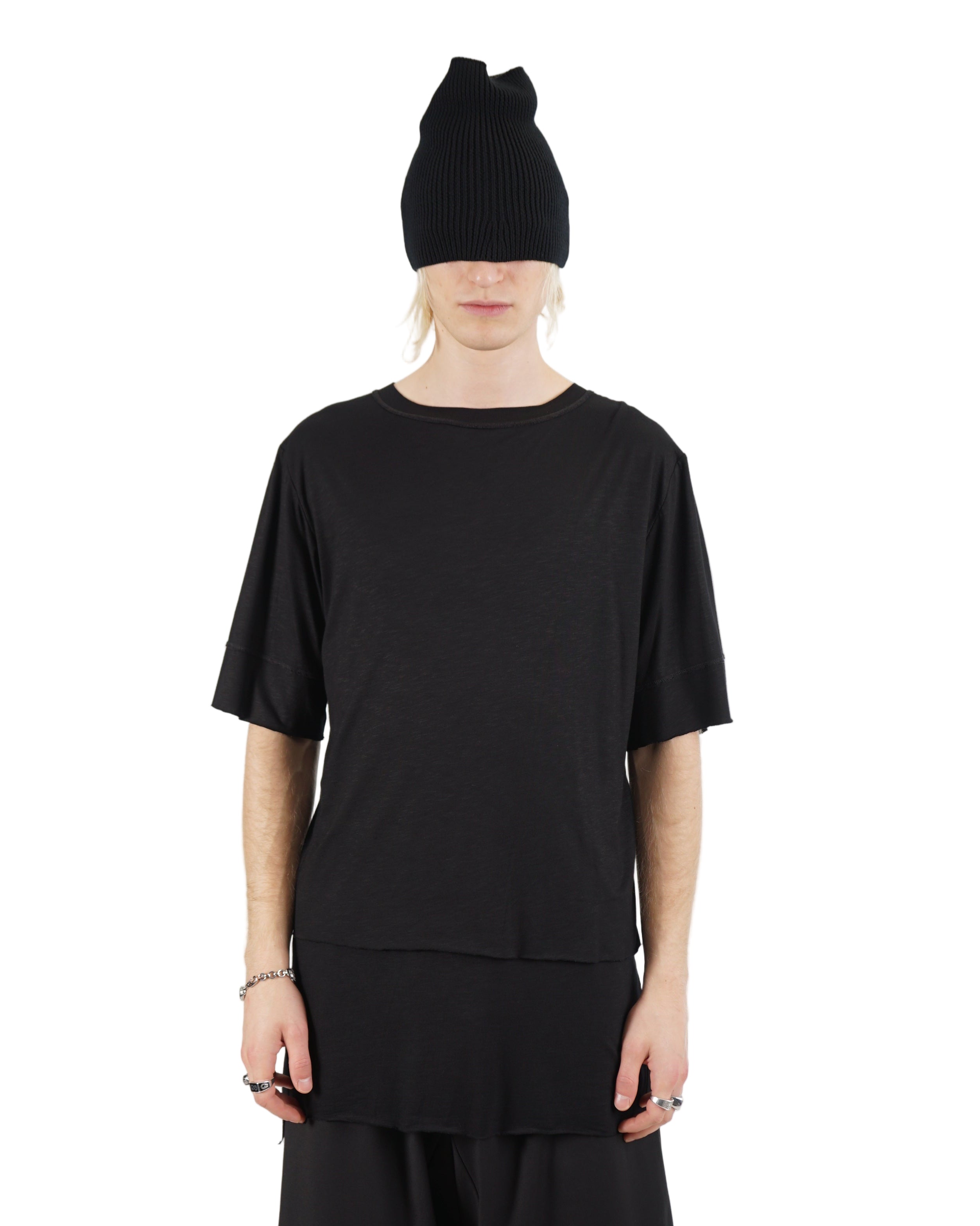 Monochrom – Layered Short Sleeve T-Shirt – Black X4B