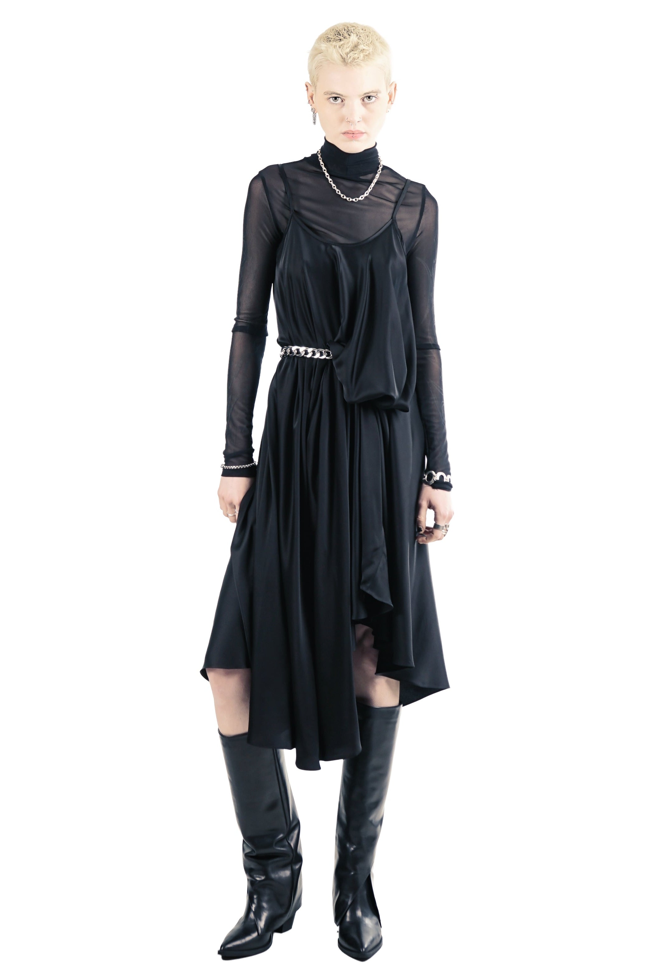 R270 A-Shape Midi Dress – Black | Adddress