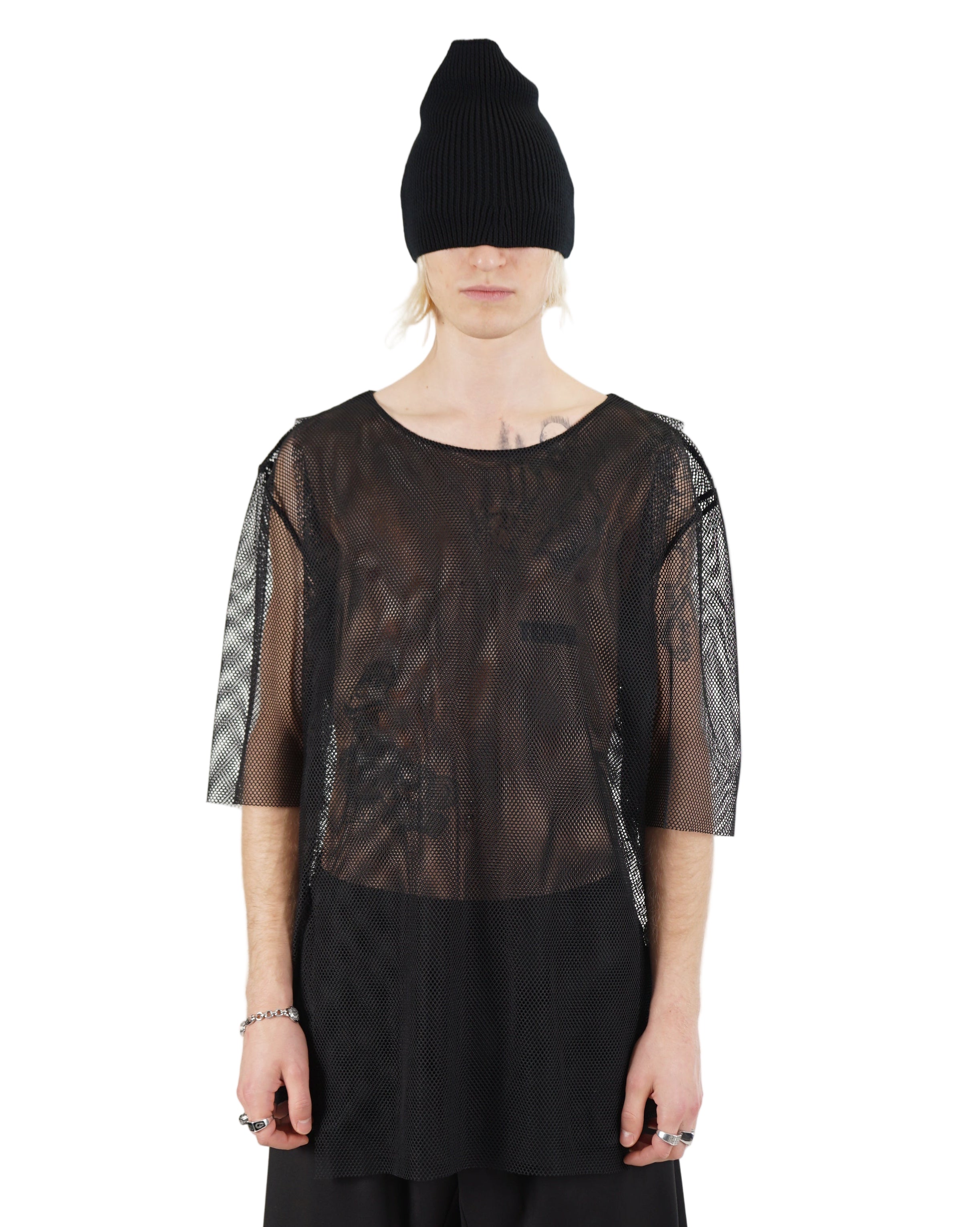 Monochrom – Sheer Mesh Short Sleeve T-Shirt – Black MT41