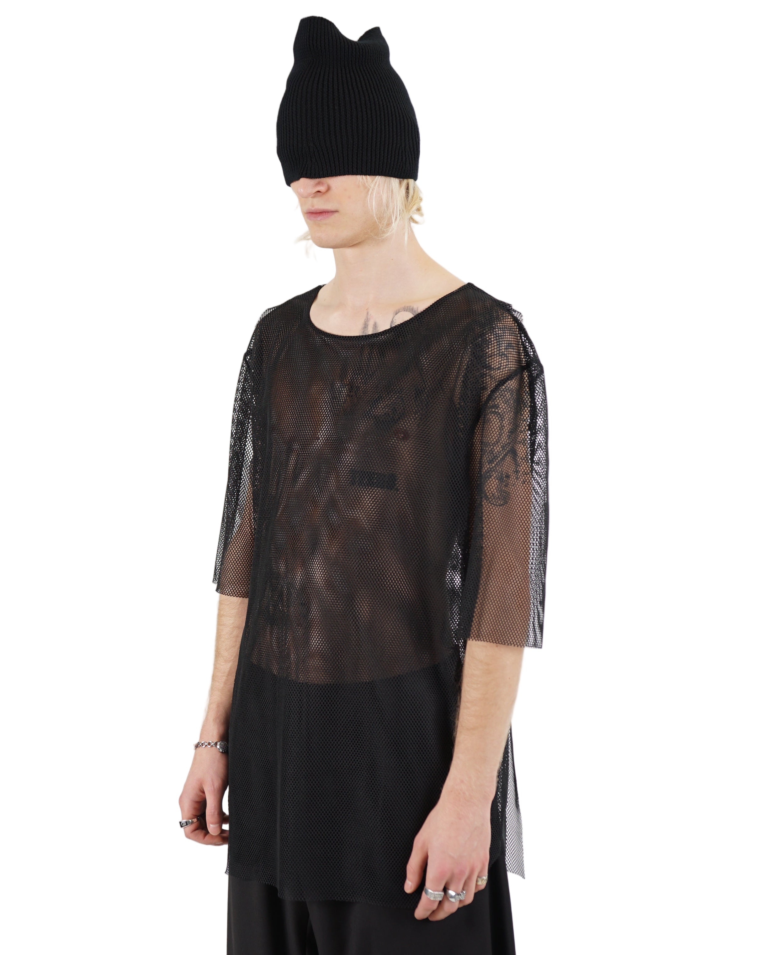 Monochrom – Sheer Mesh Short Sleeve T-Shirt – Black MT41