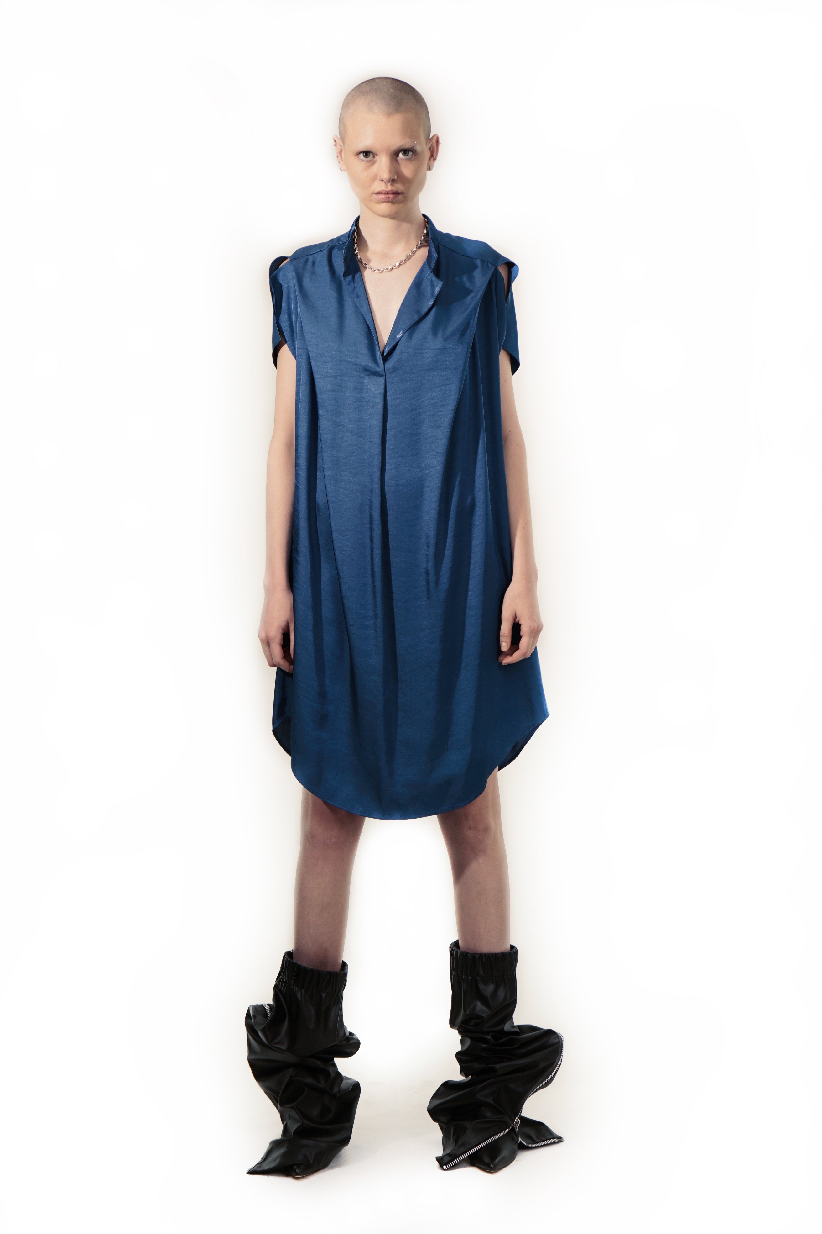 R250A Draped Dress – Blue | Adddress