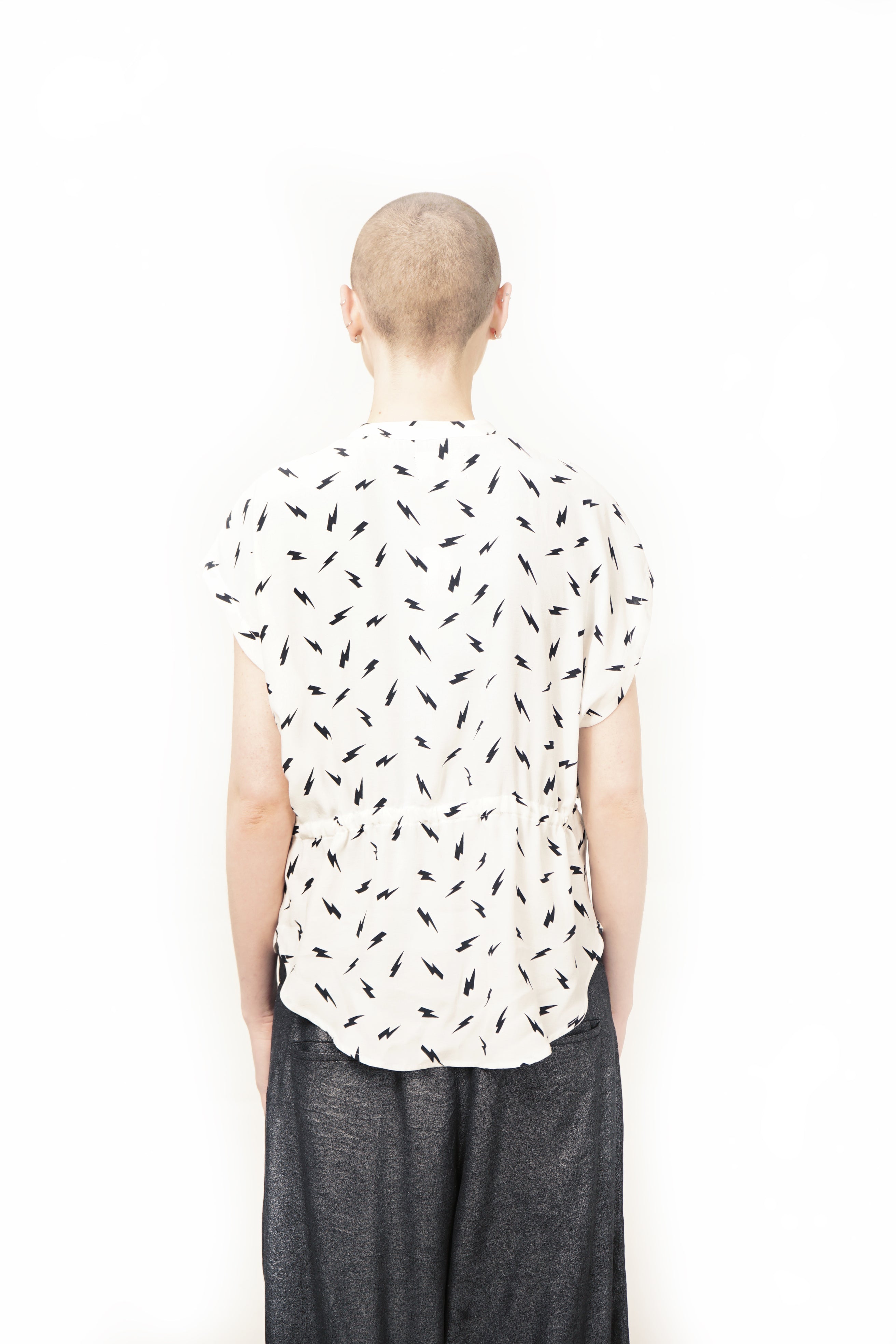 Contemporary back view blouse styled oversized