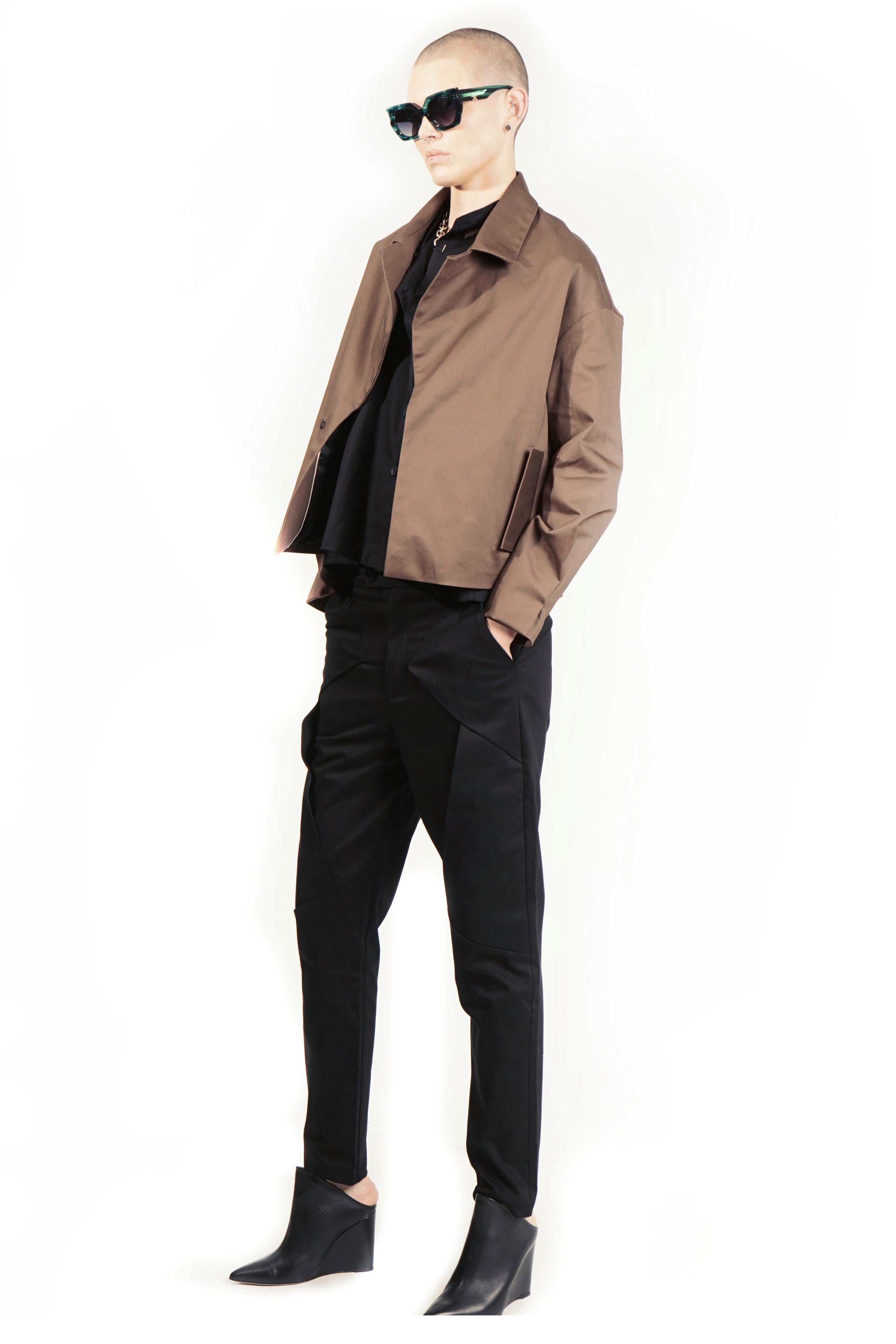 GT74 Lappel Collar Jacket Blazer  – Brown I Adddress