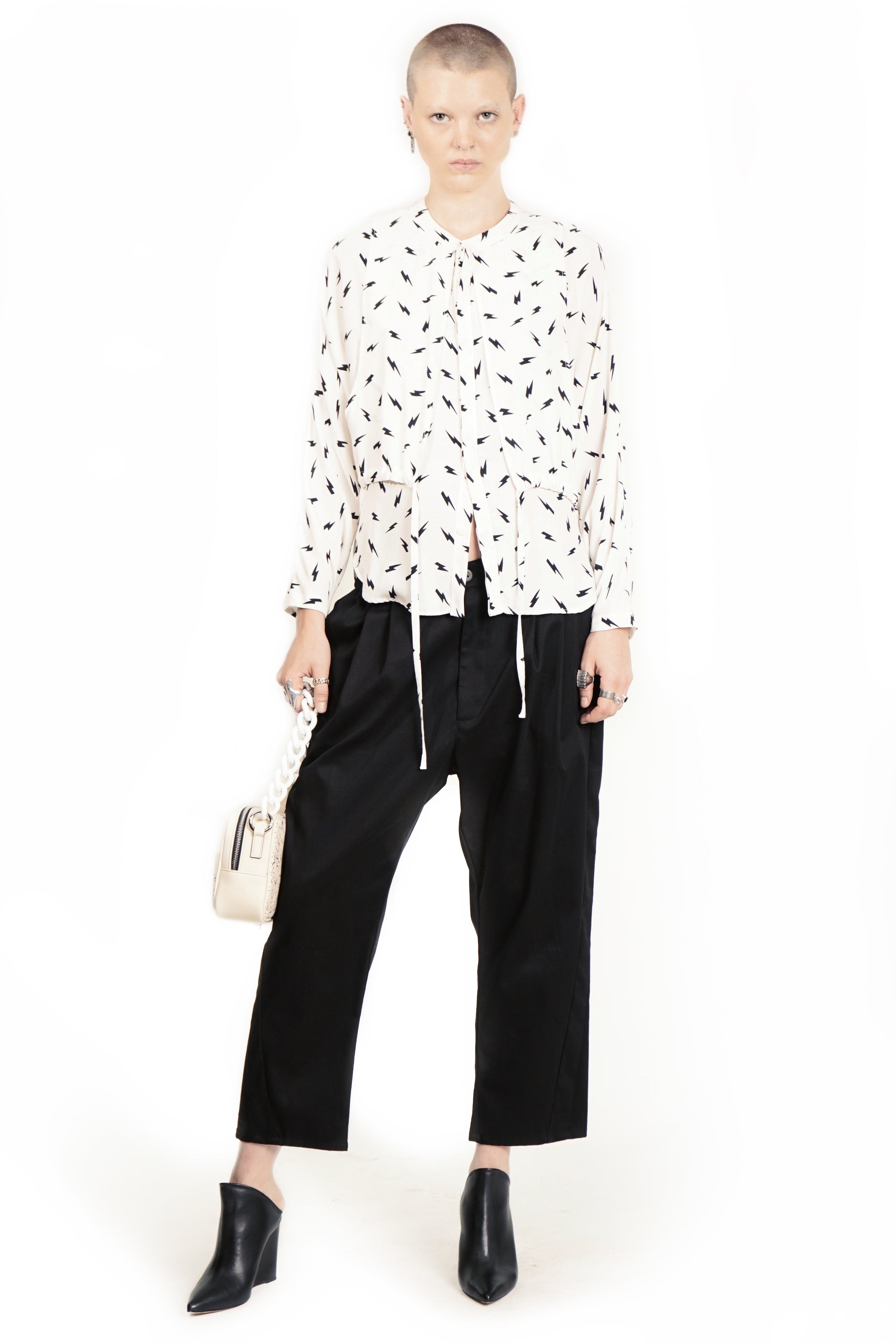 Printed Blouse Flash  with adjustable drawstring waist and fluid silhouette