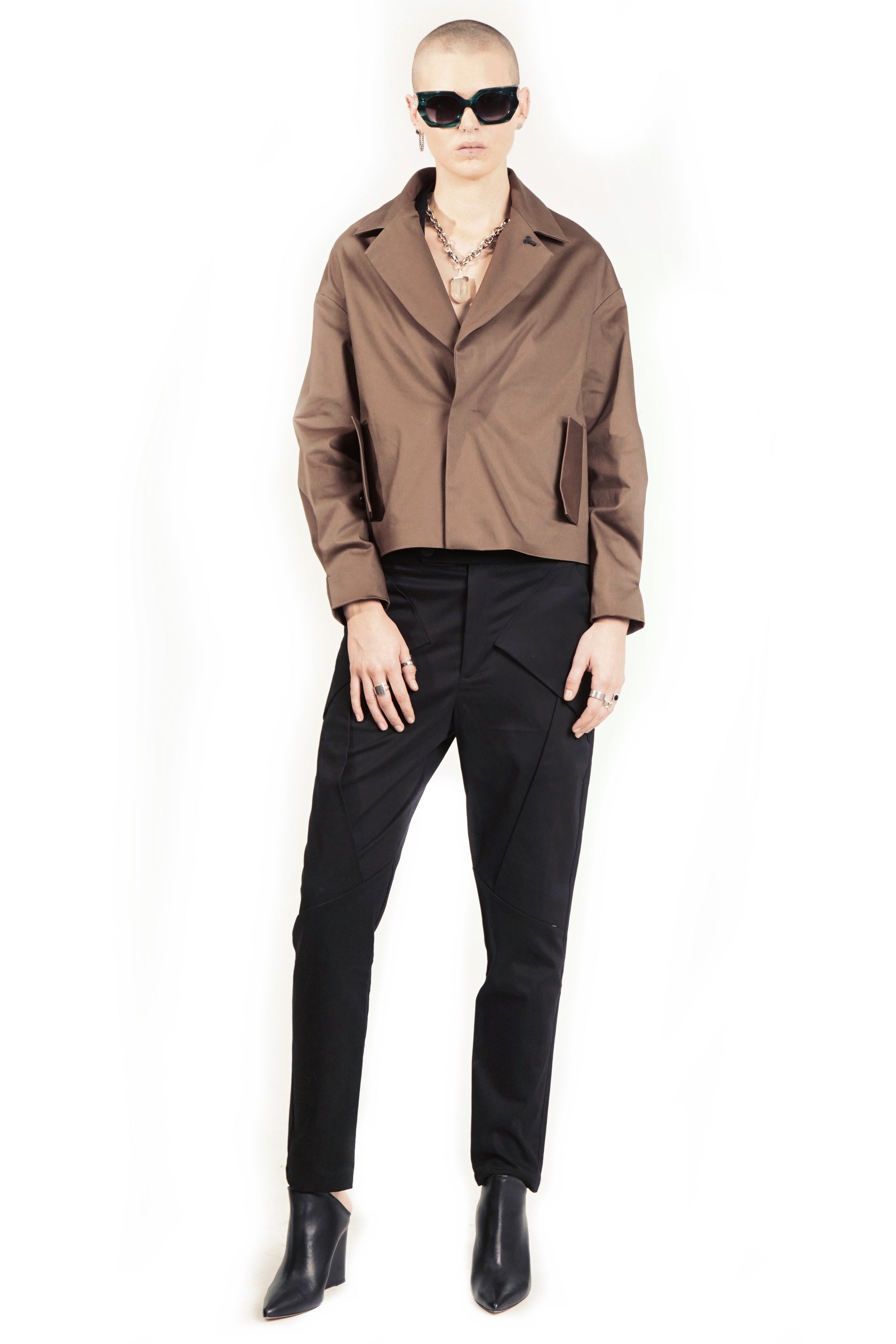 GT74 Lappel Collar Jacket Blazer  – Brown I Adddress