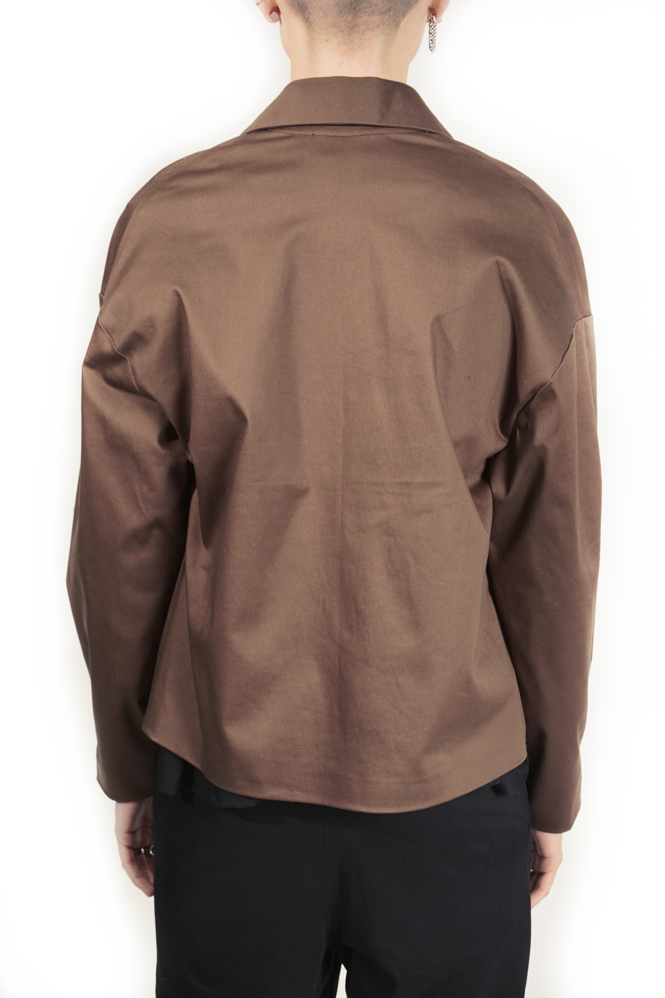 GT74 Lappel Collar Jacket Blazer  – Brown I Adddress