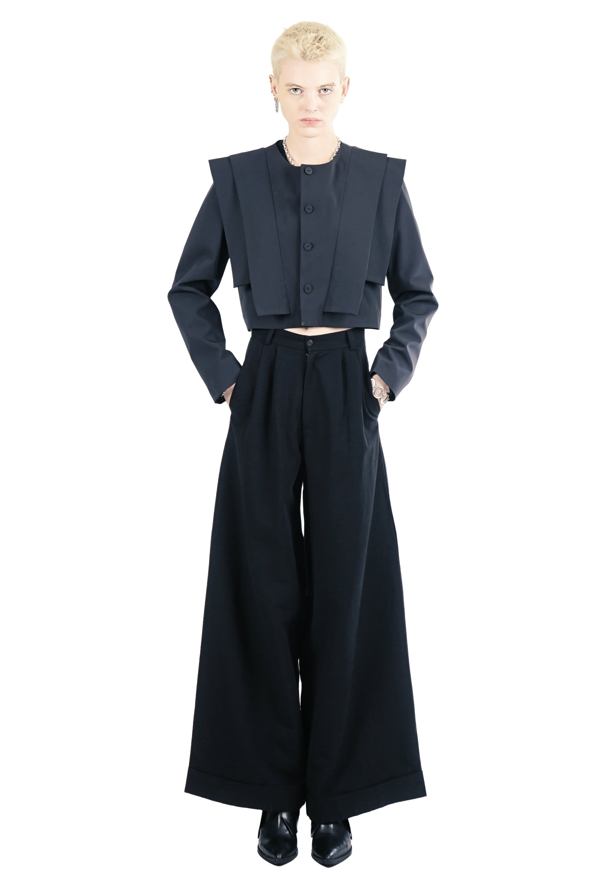 G78 Cropped Jacket – Navy Blue | Adddress