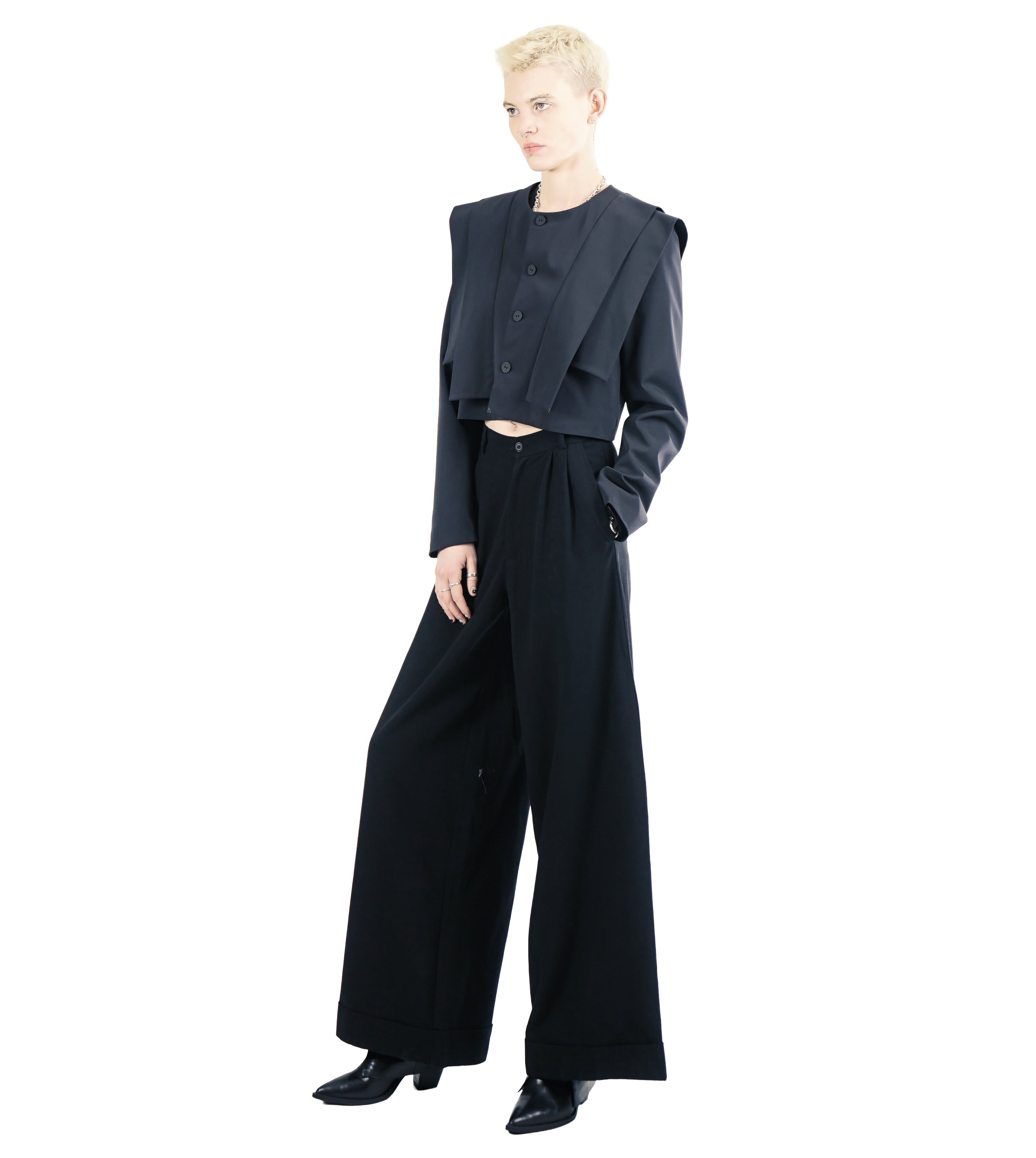 G78 Cropped Jacket – Navy Blue | Adddress