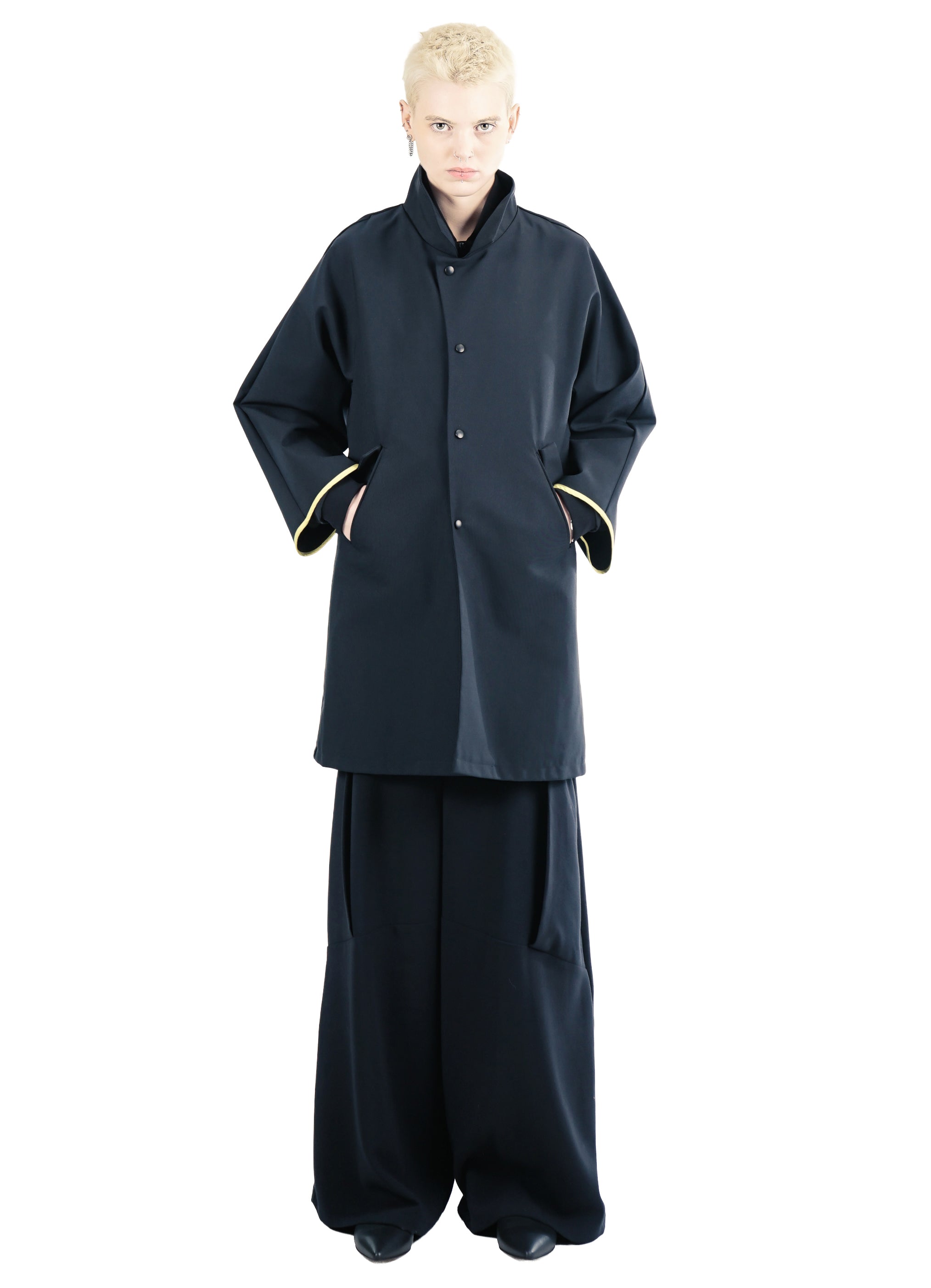 T71 Oversized Water-Repellent Navy Coat | Adddress