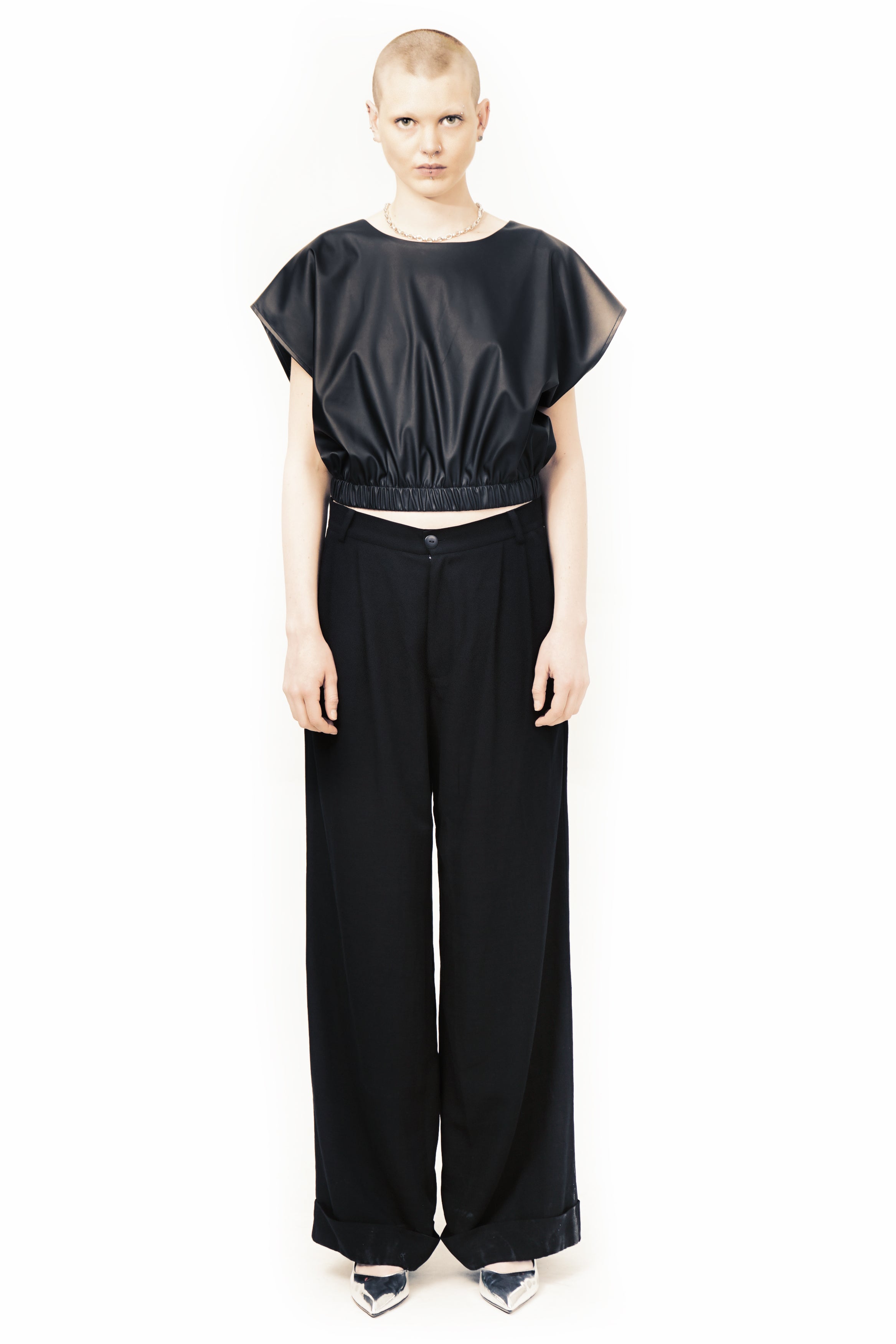 BGIN  Cropped Vegan Leather Top