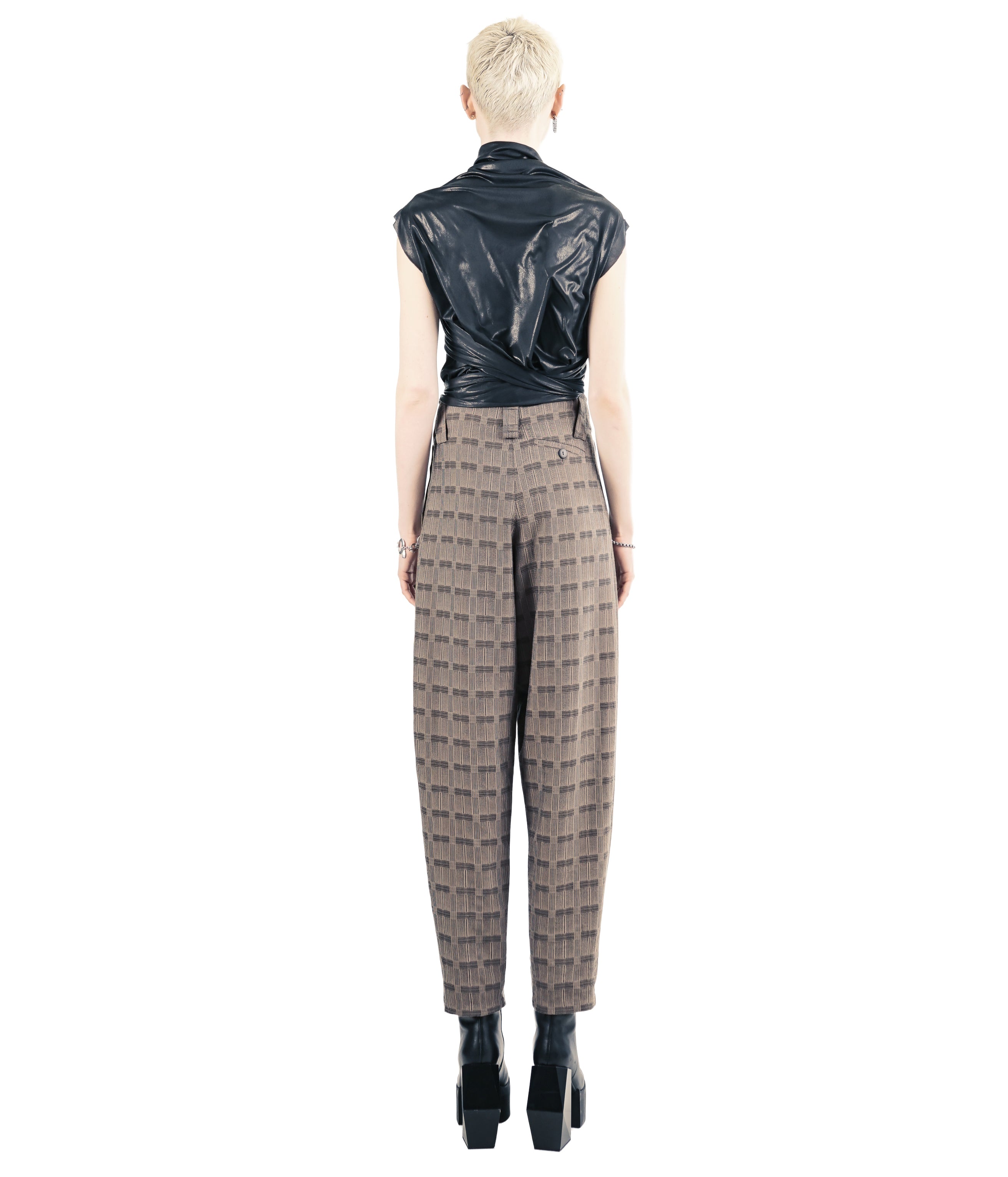 Back View TRR269 black top with soft matte fabric appearance