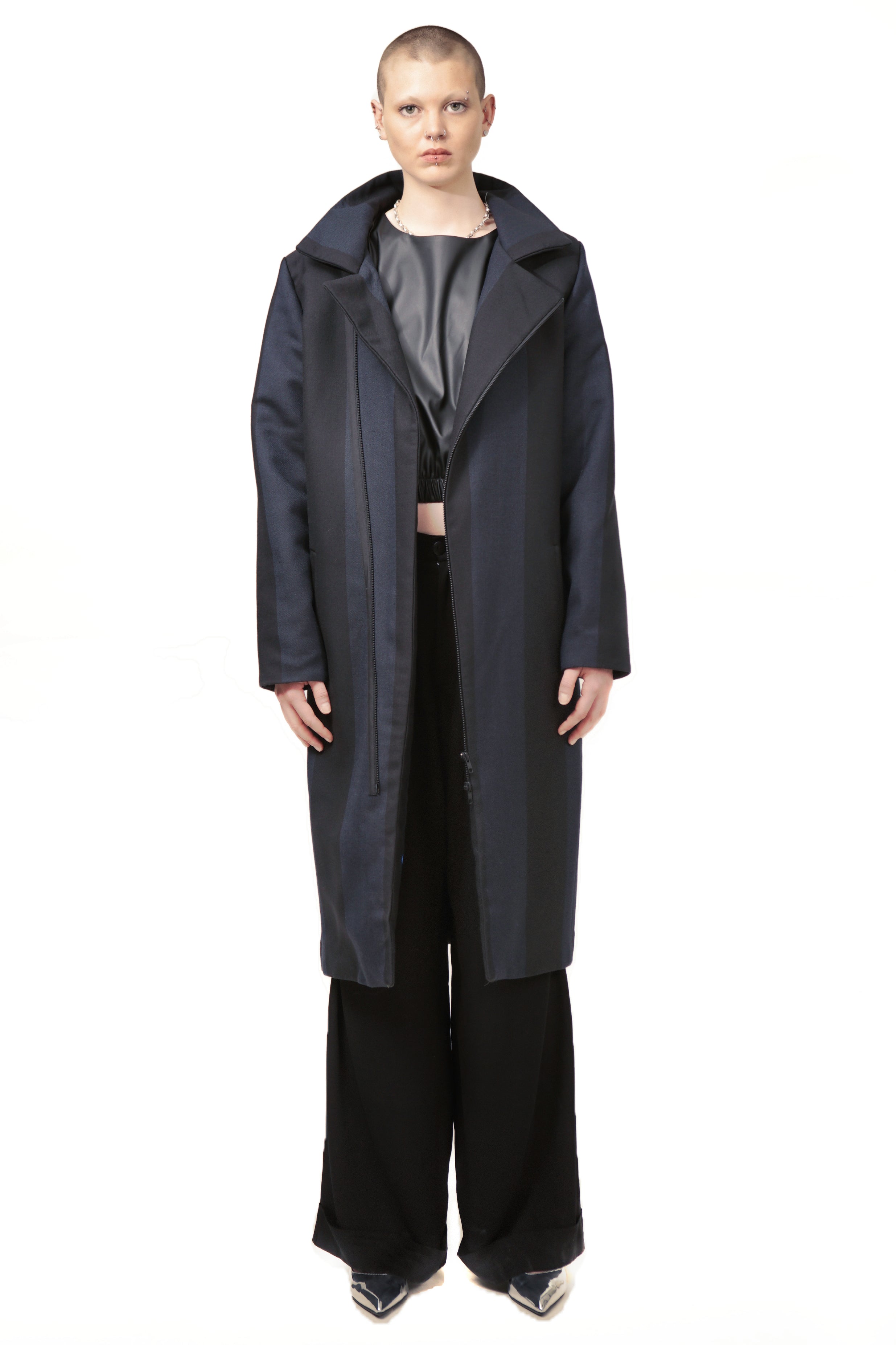 T75 Padded Striped Zip Coat