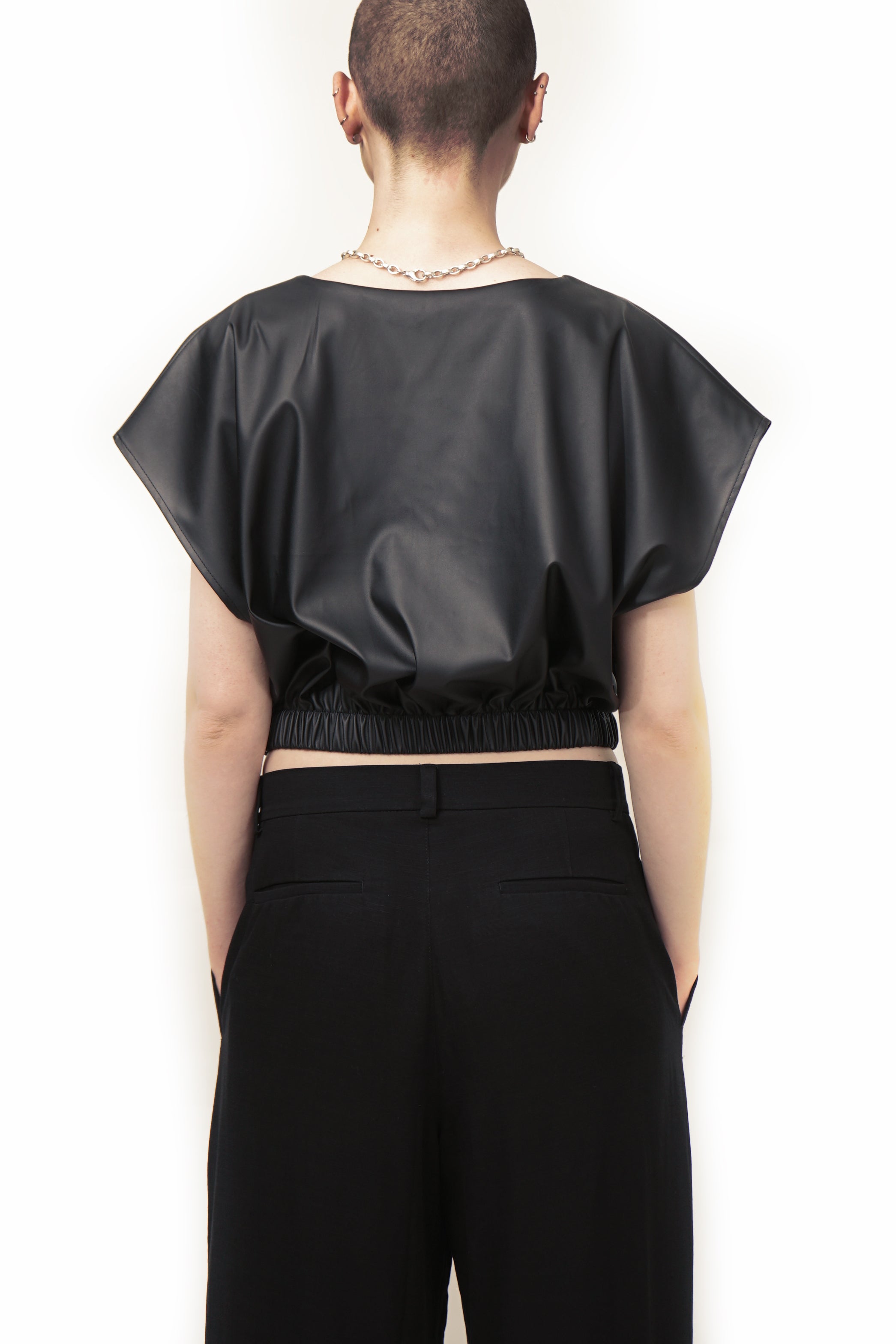 BGIN  Cropped Vegan Leather Top