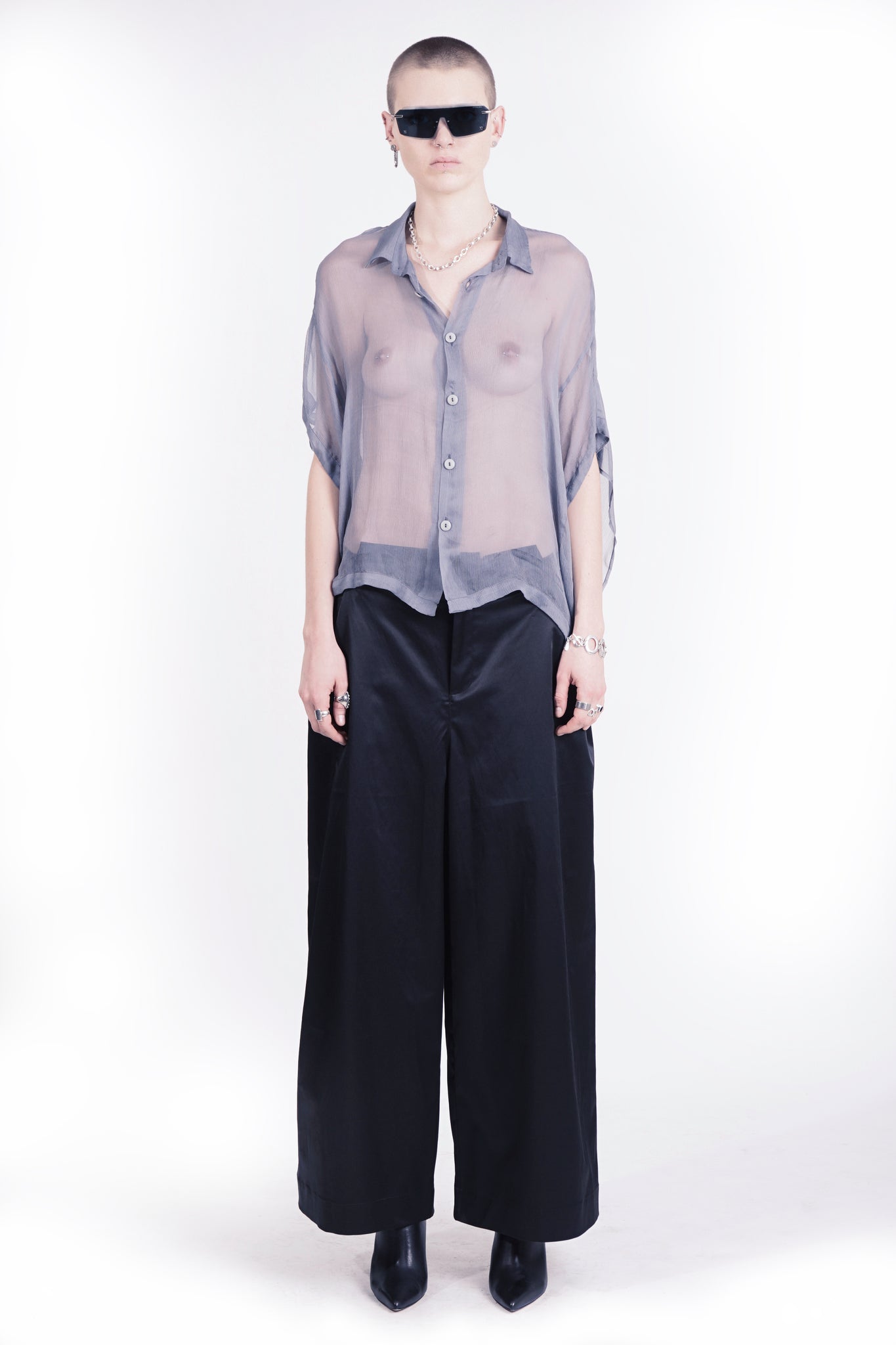 B628 Blouse Petrol Silk