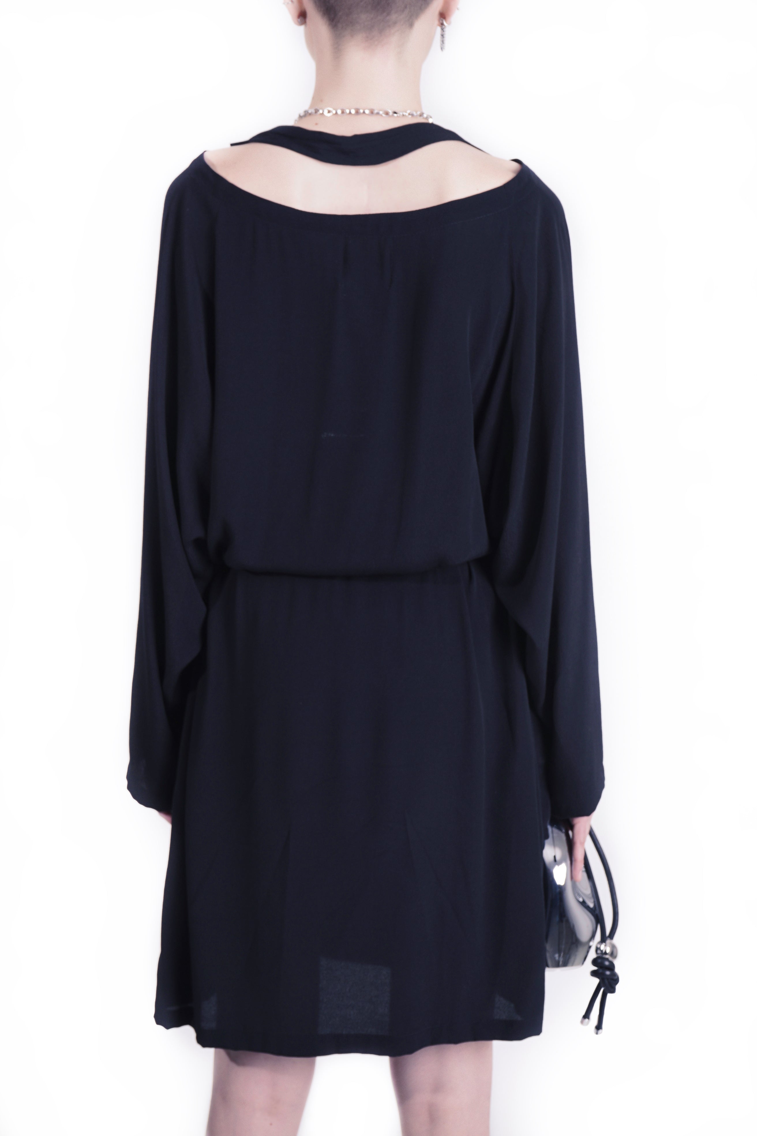 Minimal contemporary layered dress in black
