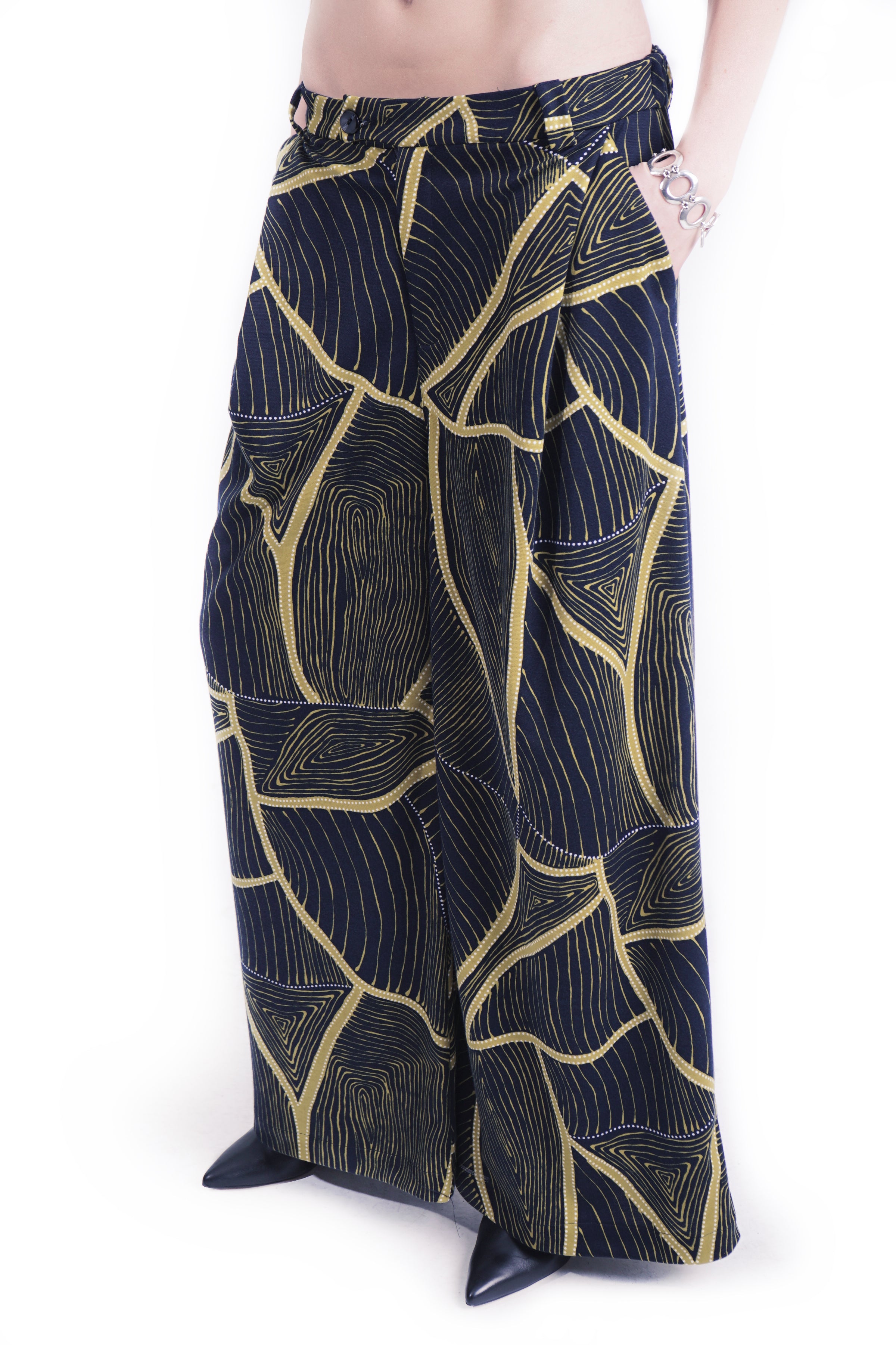 P140AOP Pants Wide Leg Ex Pleats - All over print I Adddress