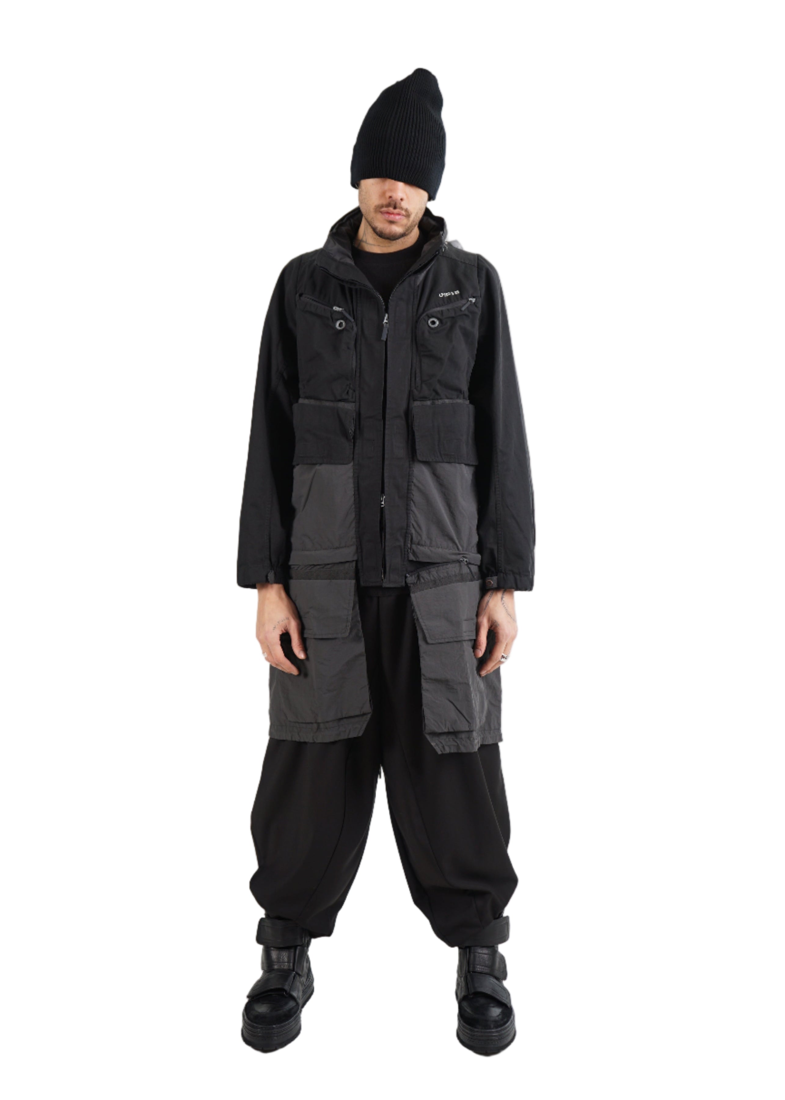 HAMCUS ZM03425-1PH – Technical Utility Hooded Coat – Black