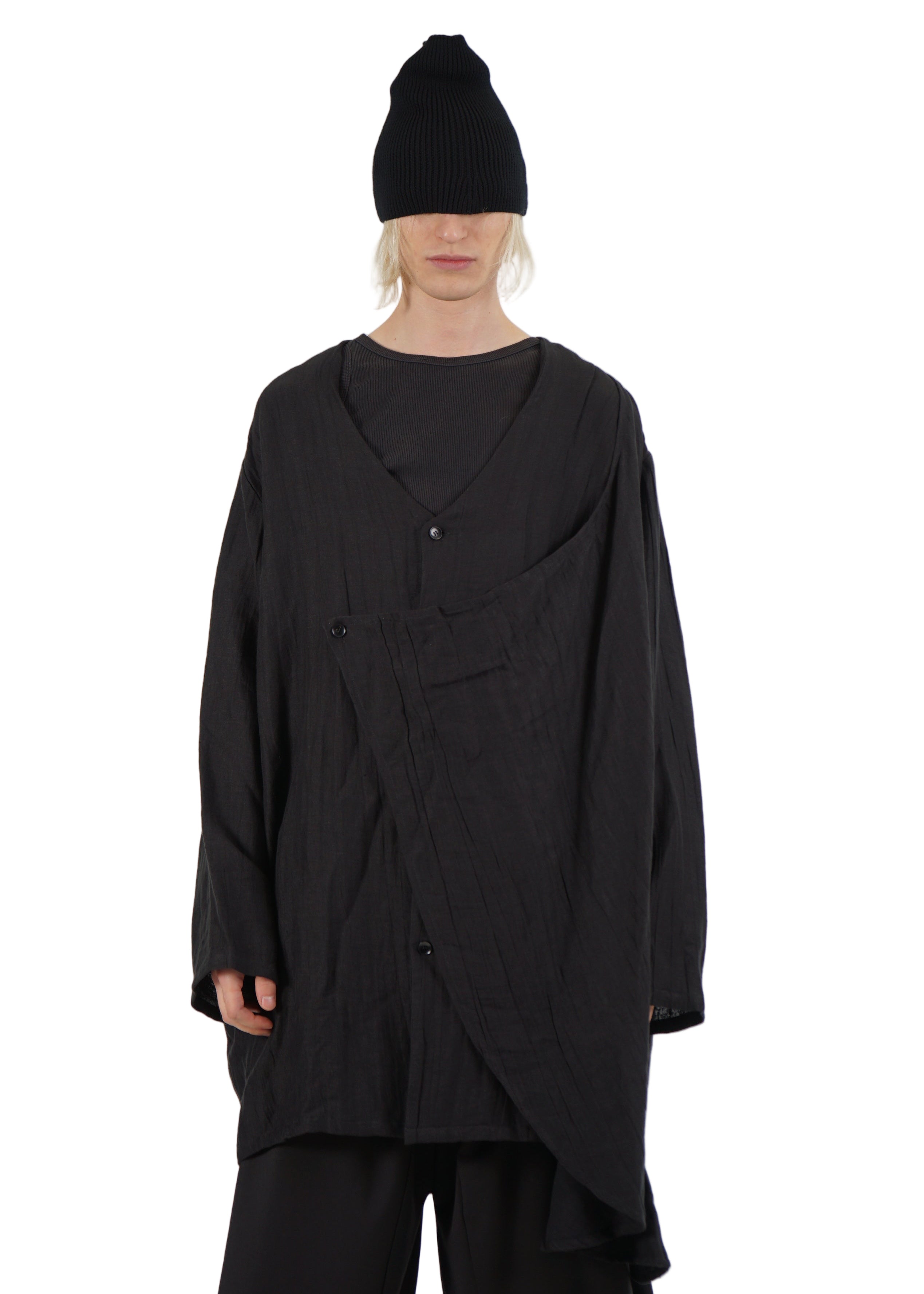 VOID – Draped Layer Long Top – Black T045BLK02