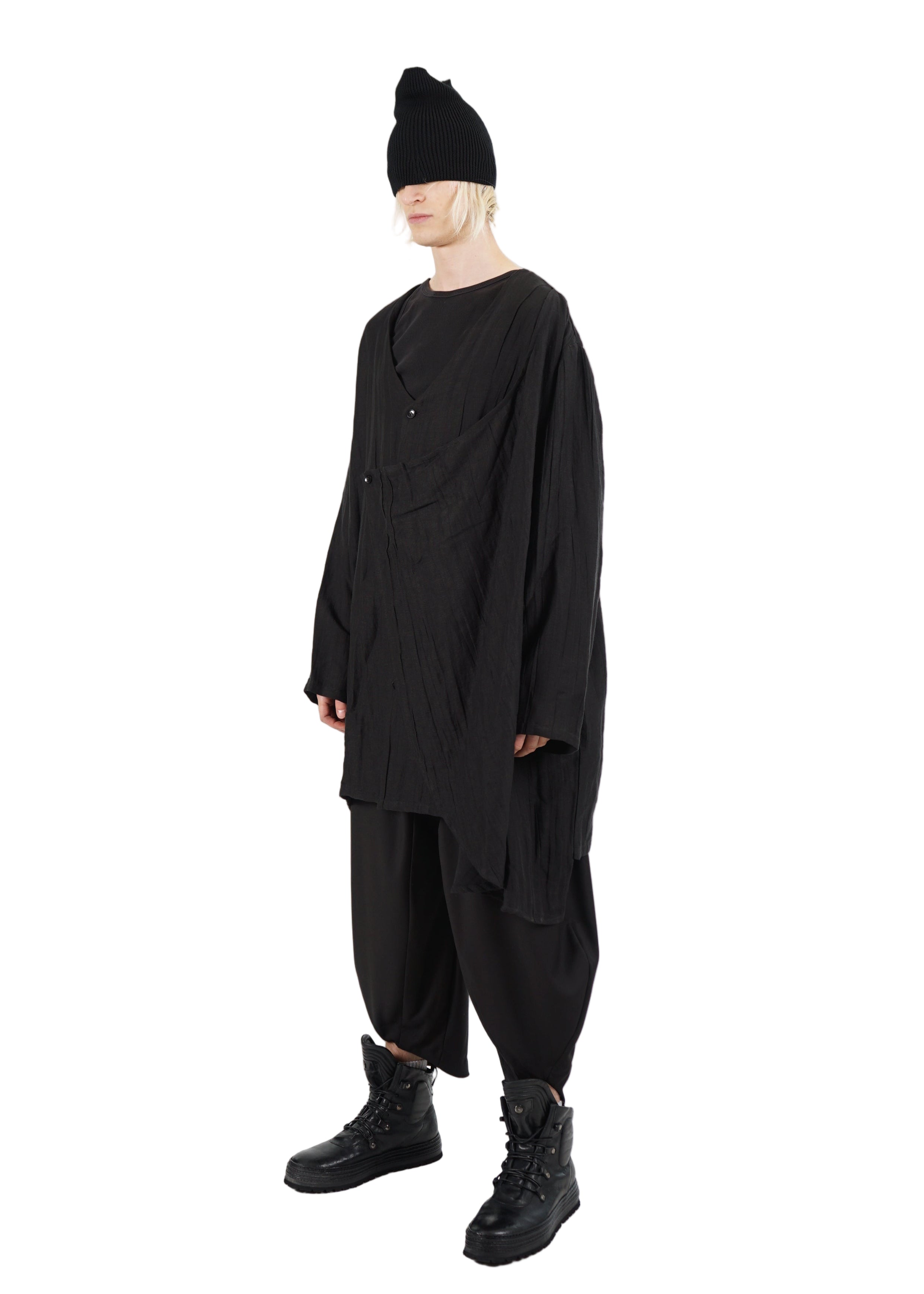 VOID – Draped Layer Long Top – Black T045BLK02