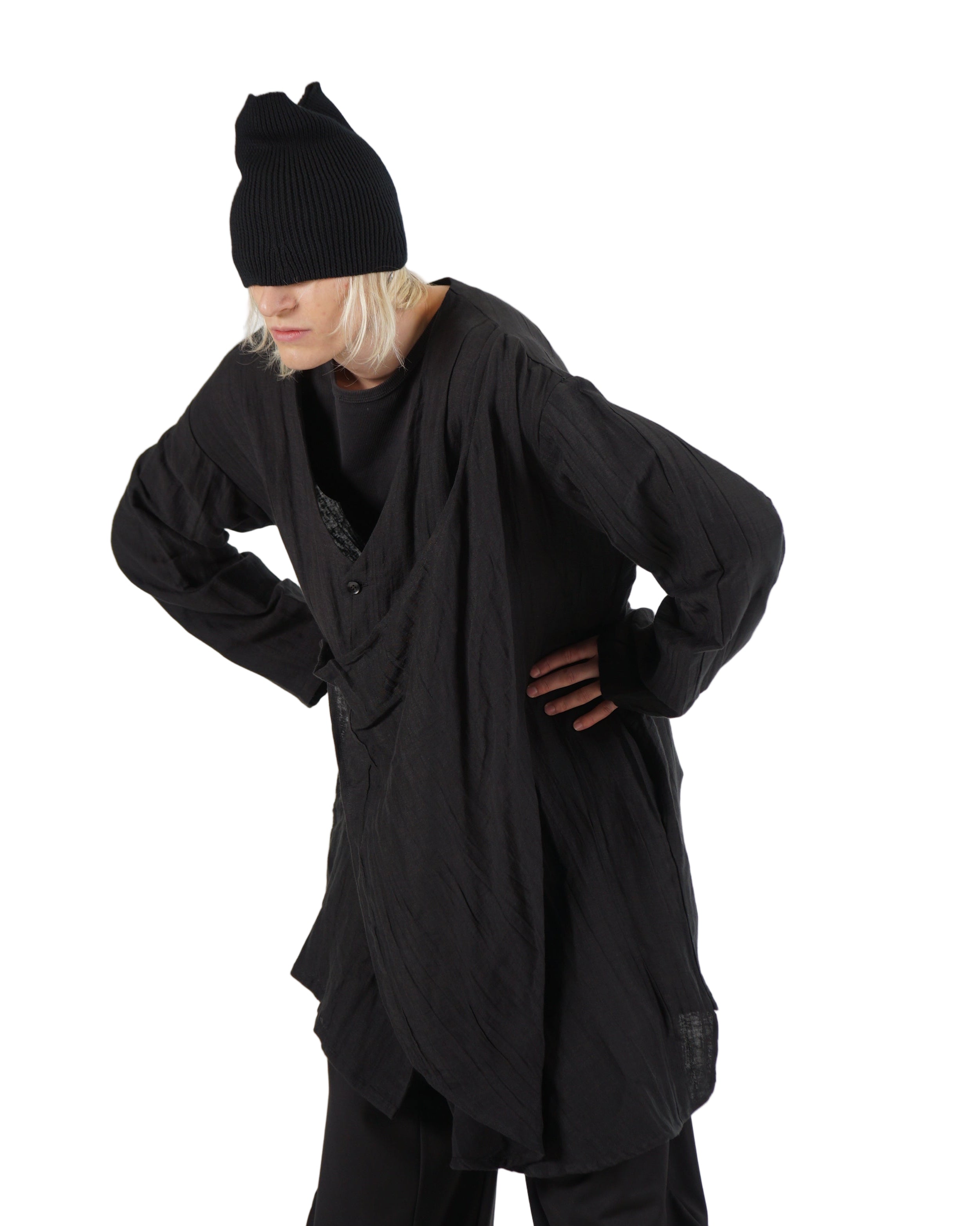 VOID – Draped Layer Long Top – Black T045BLK02