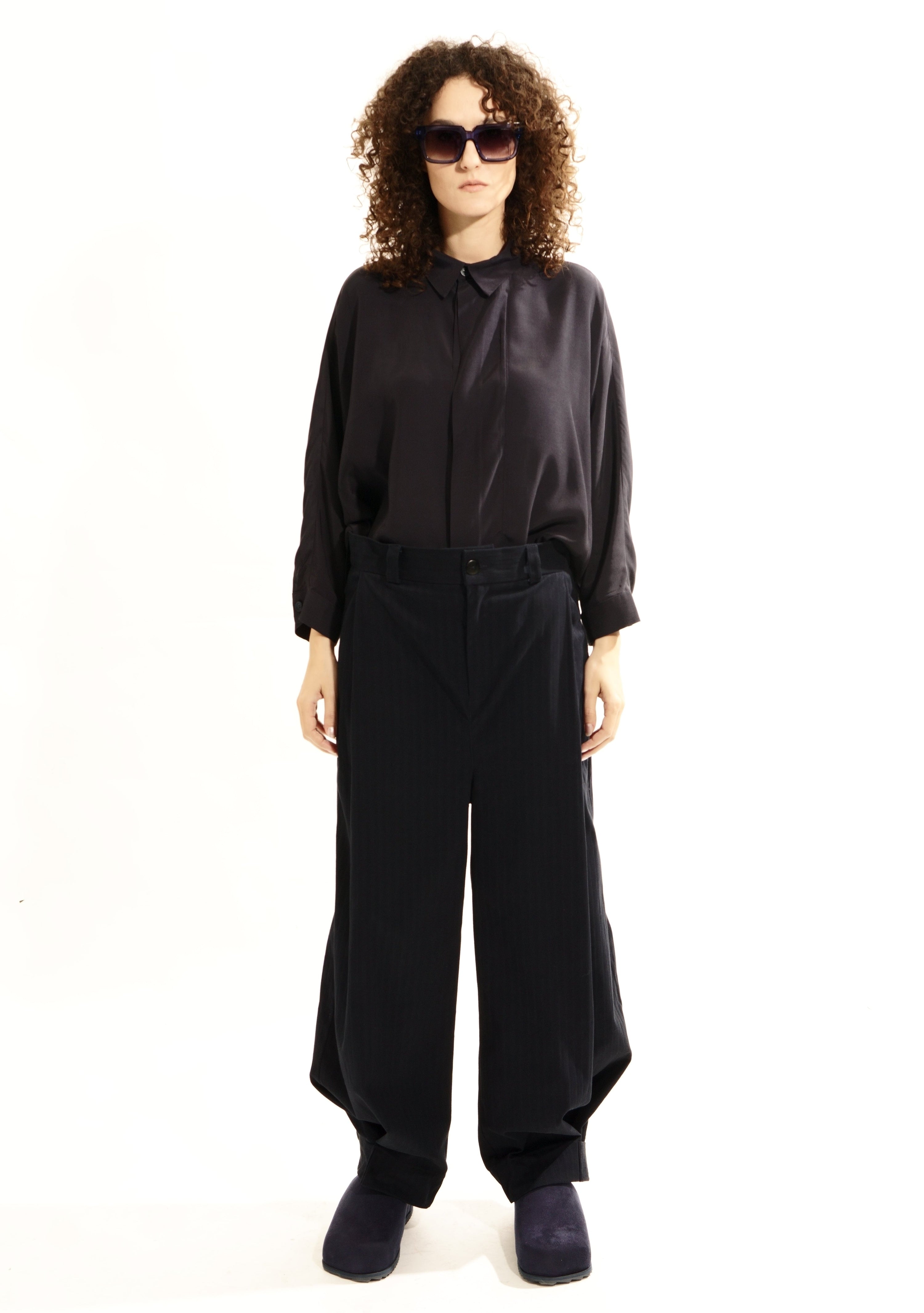 P152C Wide Leg Pant Cord Velcro Detail