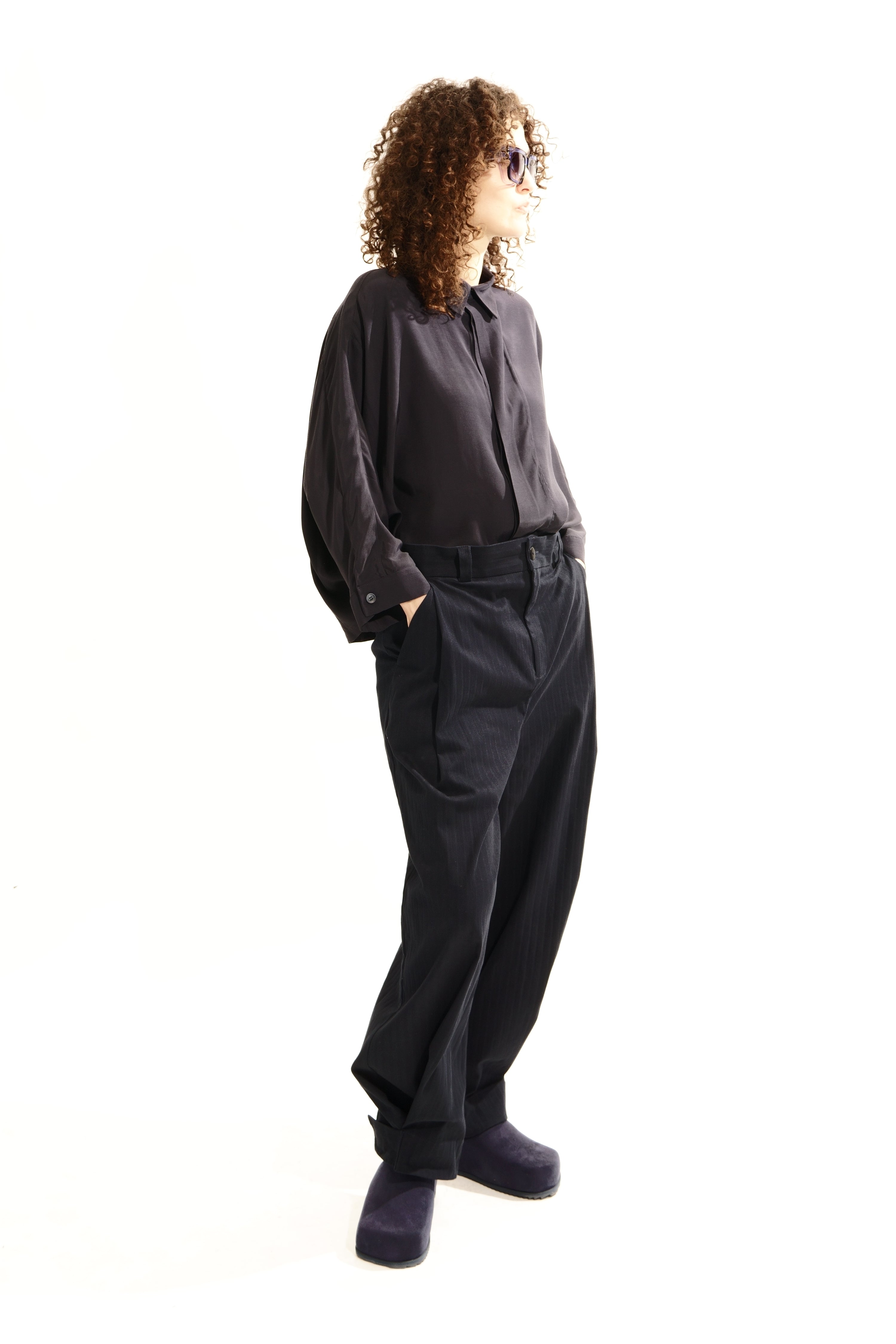 P152C Wide Leg Pant Cord Velcro Detail