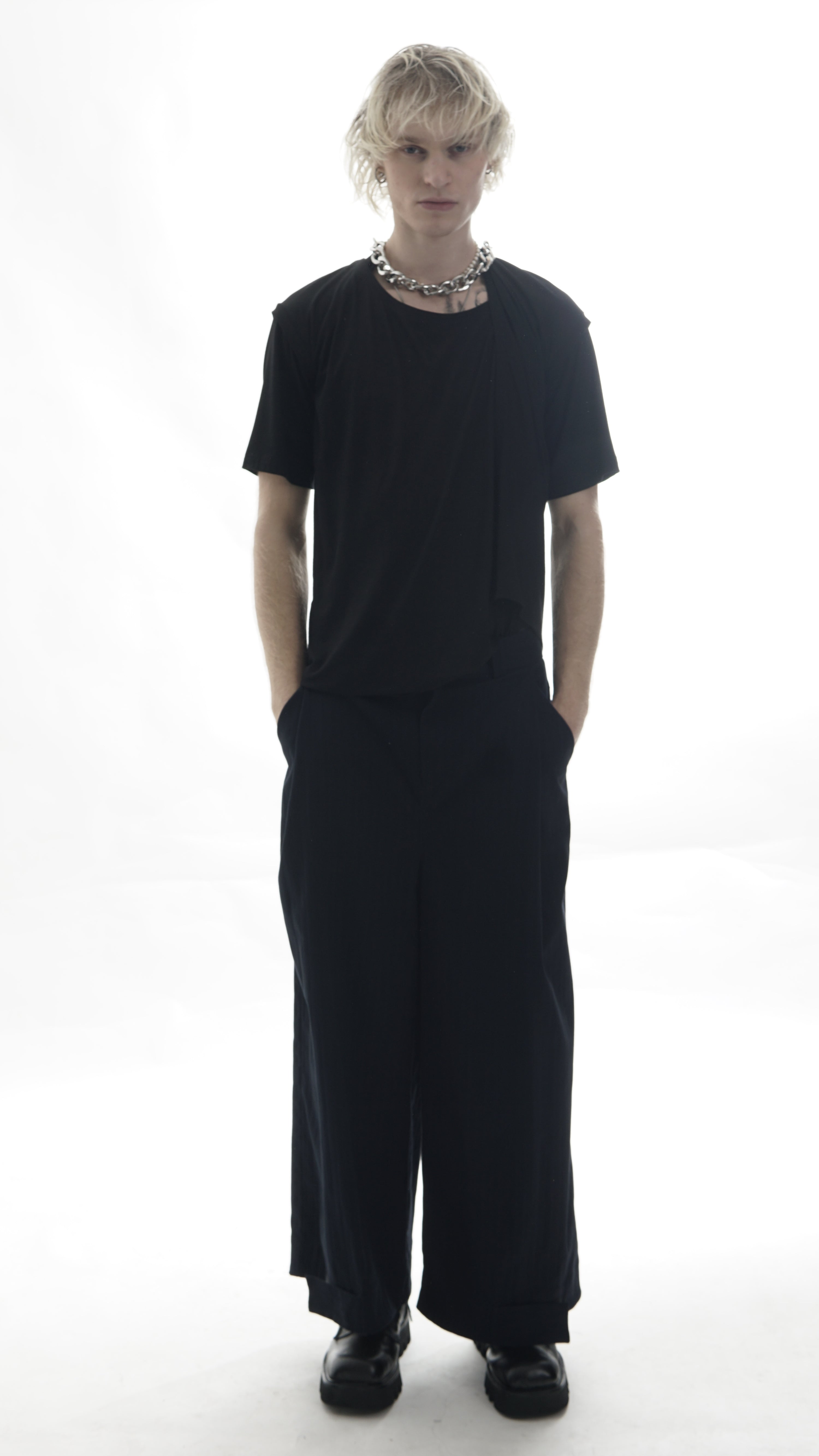 P152C Wide Leg Pant Cord Velcro Detail