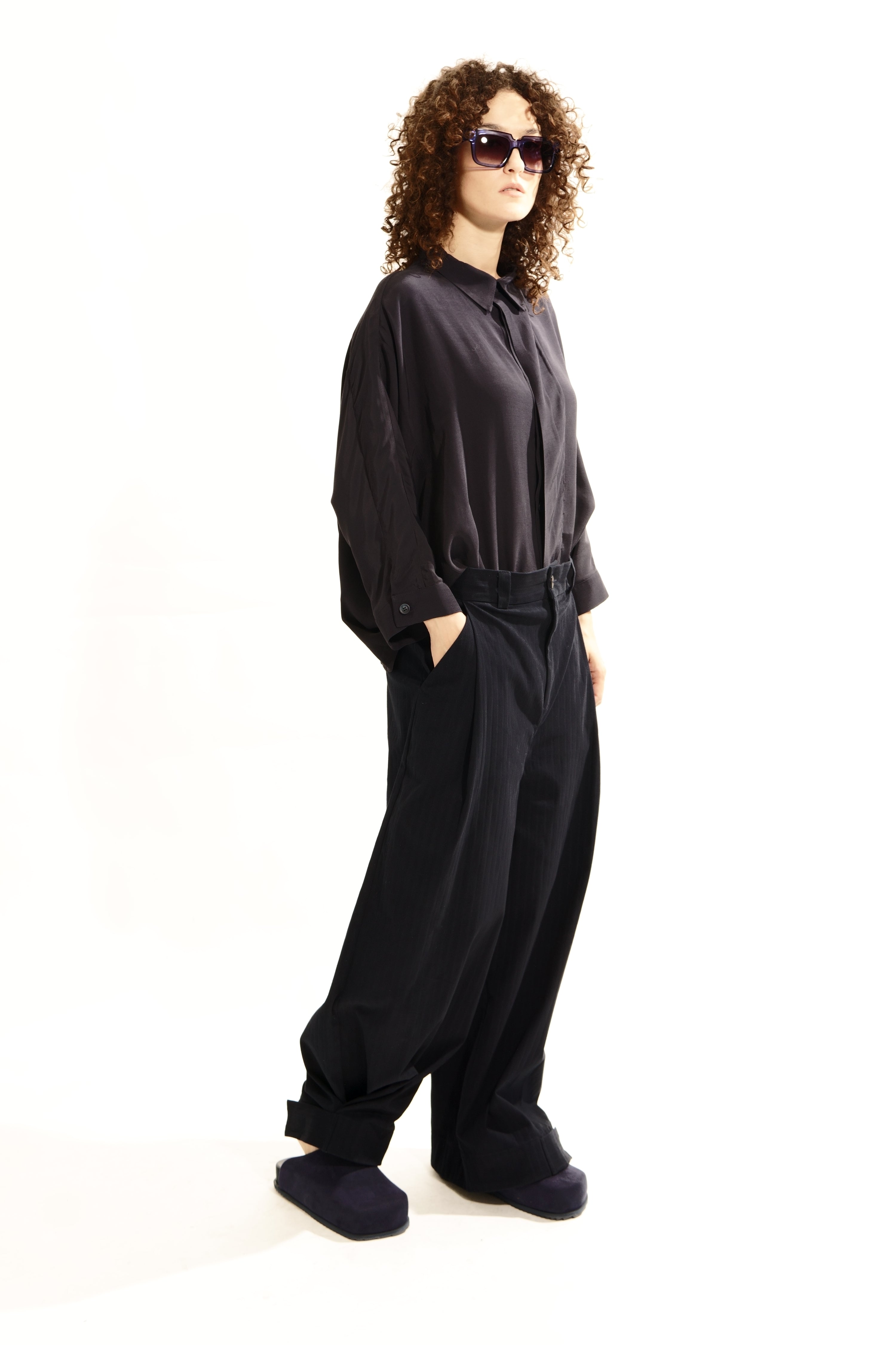 P152C Wide Leg Pant Cord Velcro Detail
