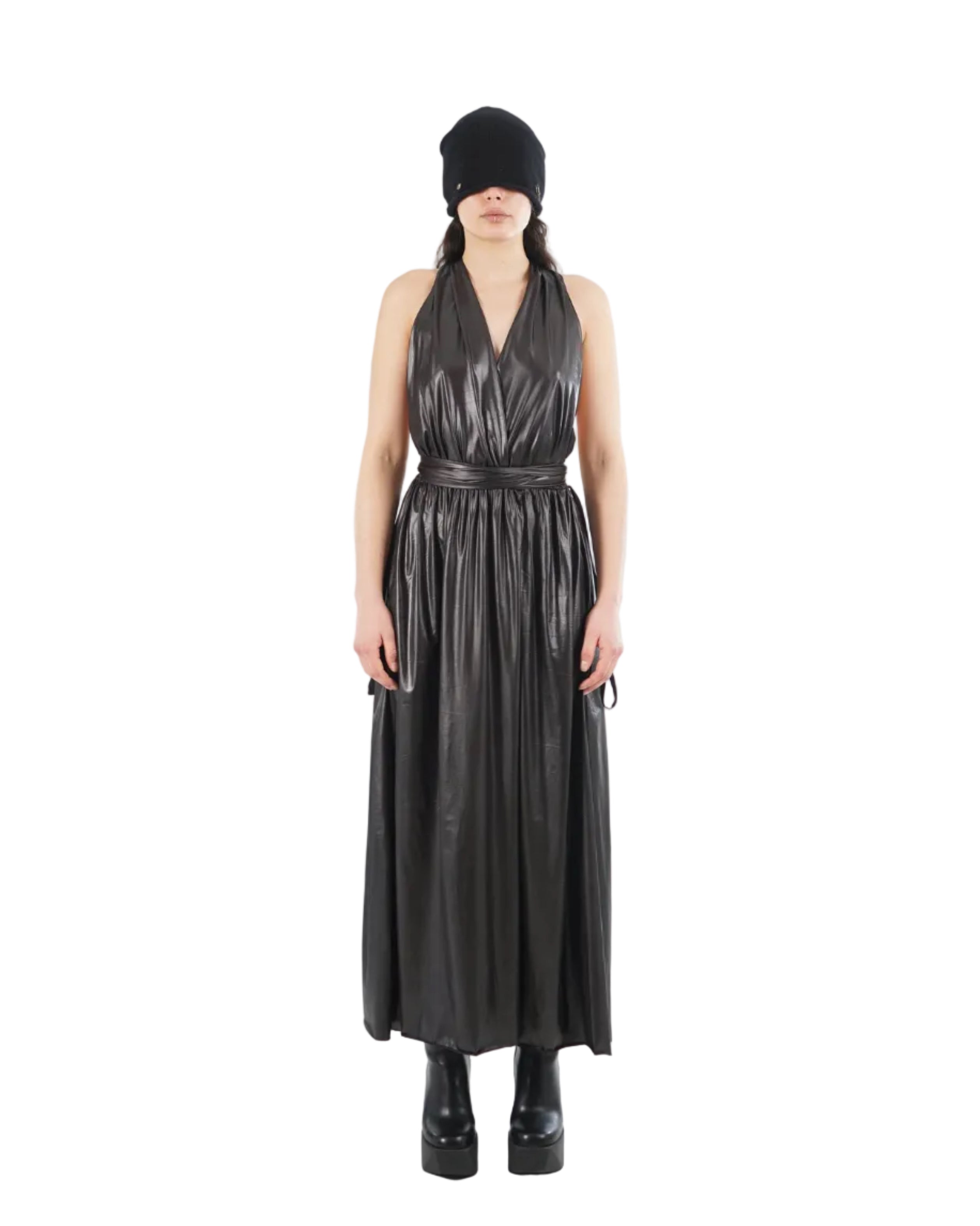 Monochrom – R268 Mono Vegan Leather Dress – Black