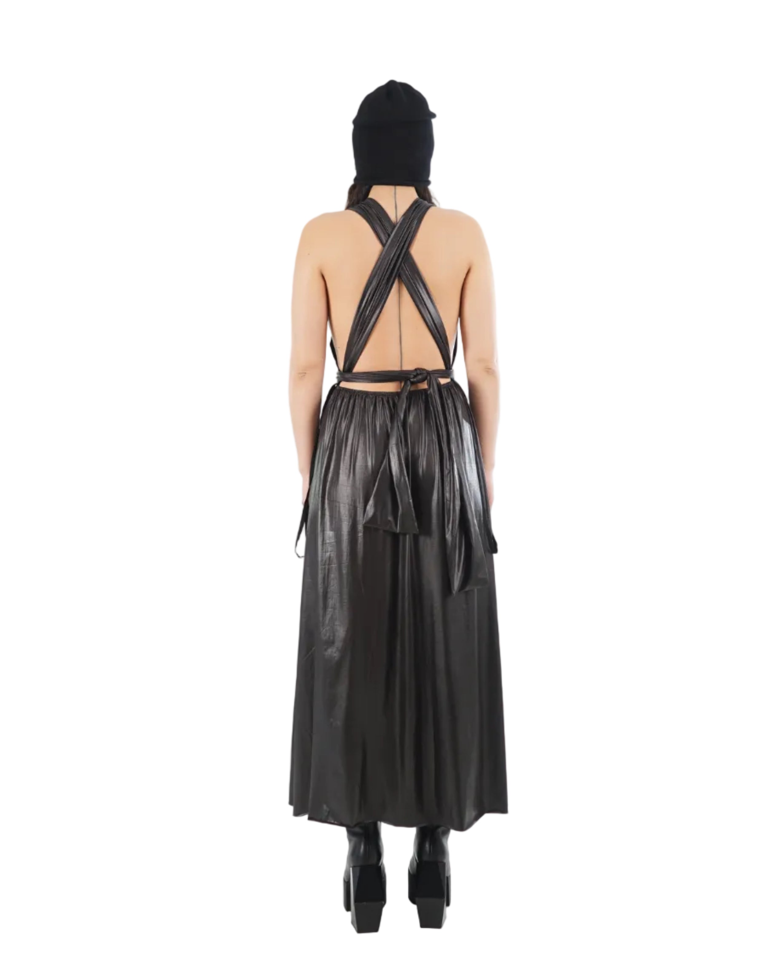 Monochrom – R268 Mono Vegan Leather Dress – Black