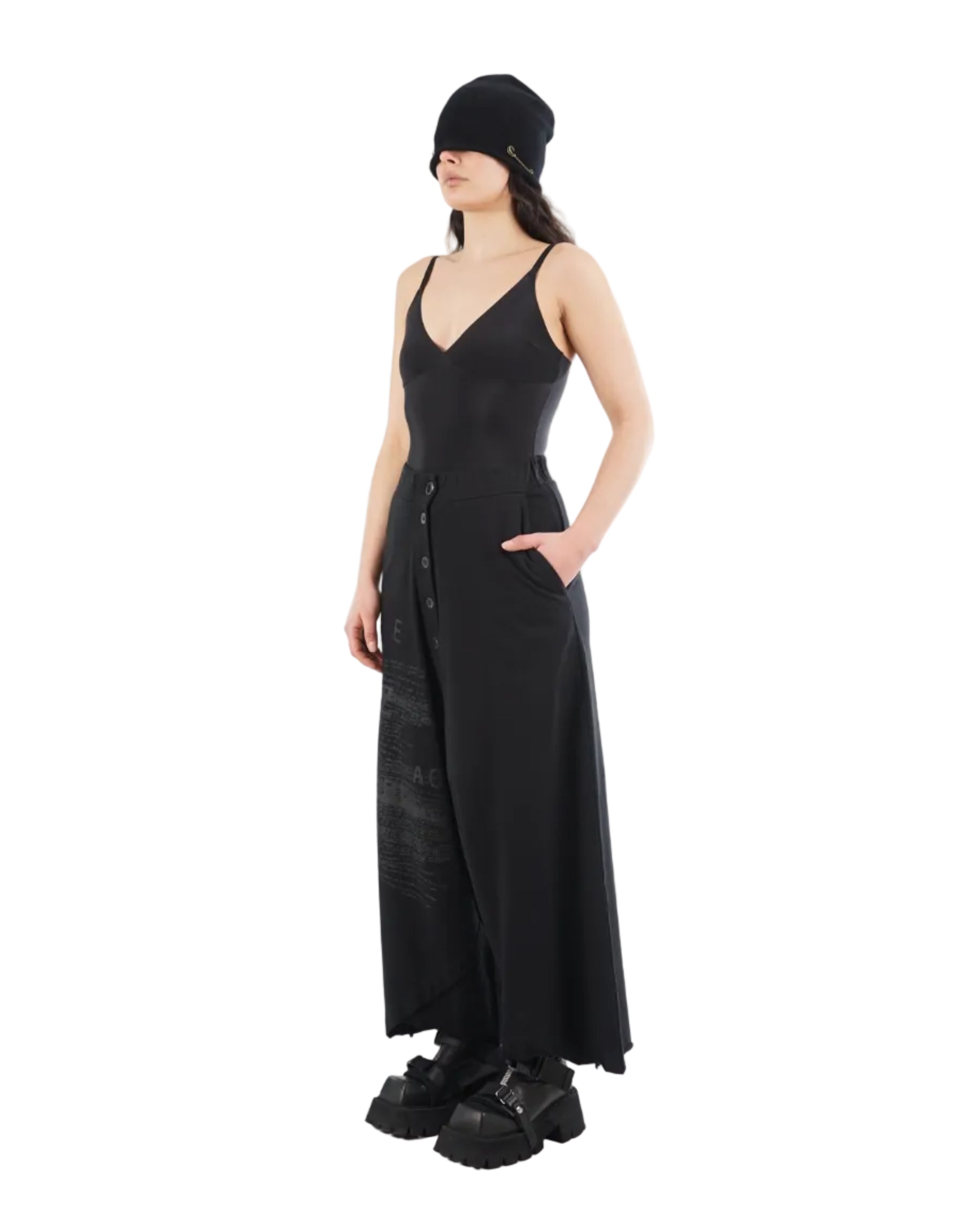 Studio B3 – NANDO Sweat Jersey Wide Leg Pants – Black