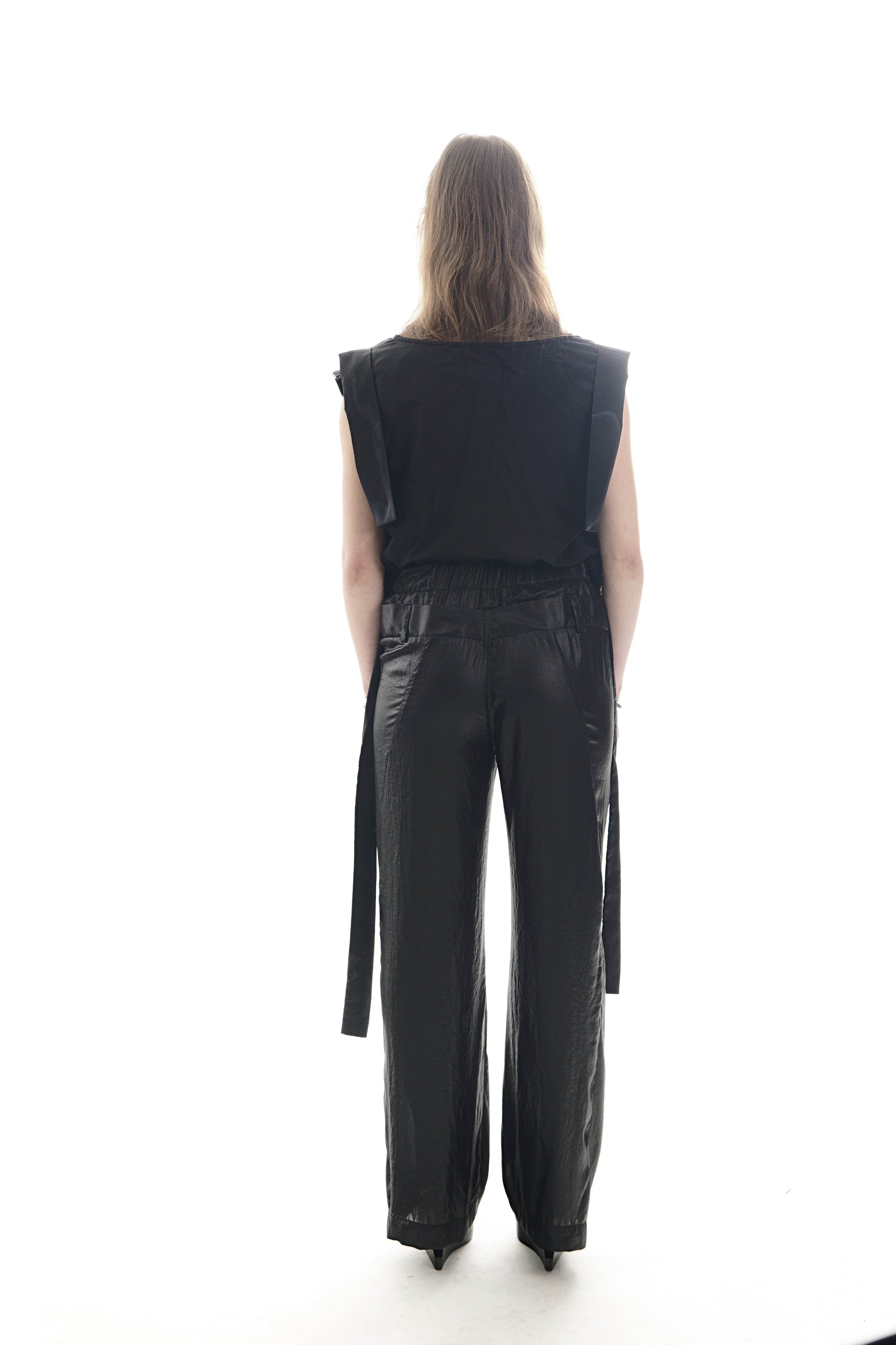 P154A Pants V Pocket wide leg double waistband