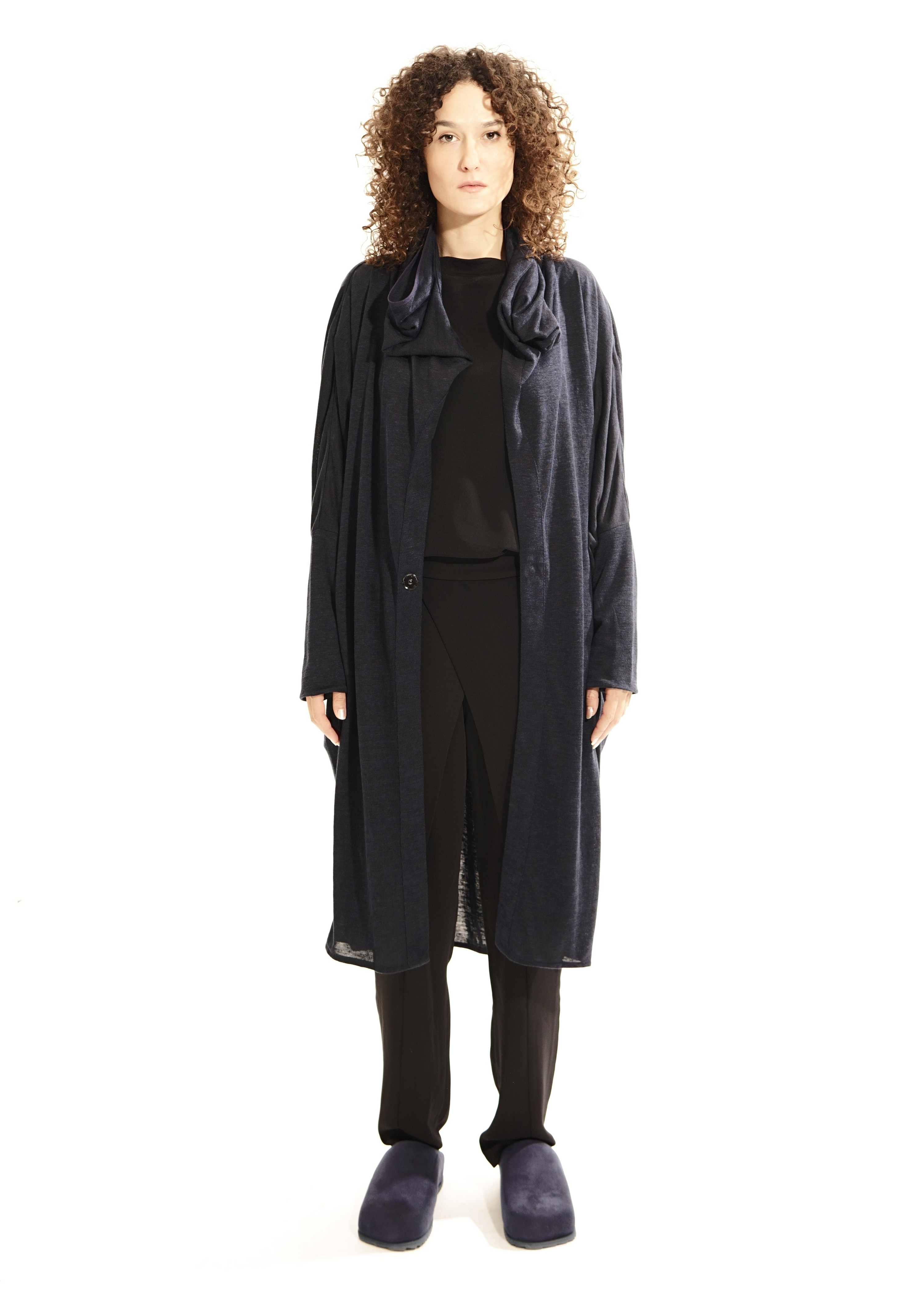 TR134 Long Wrap Collar Cardigan