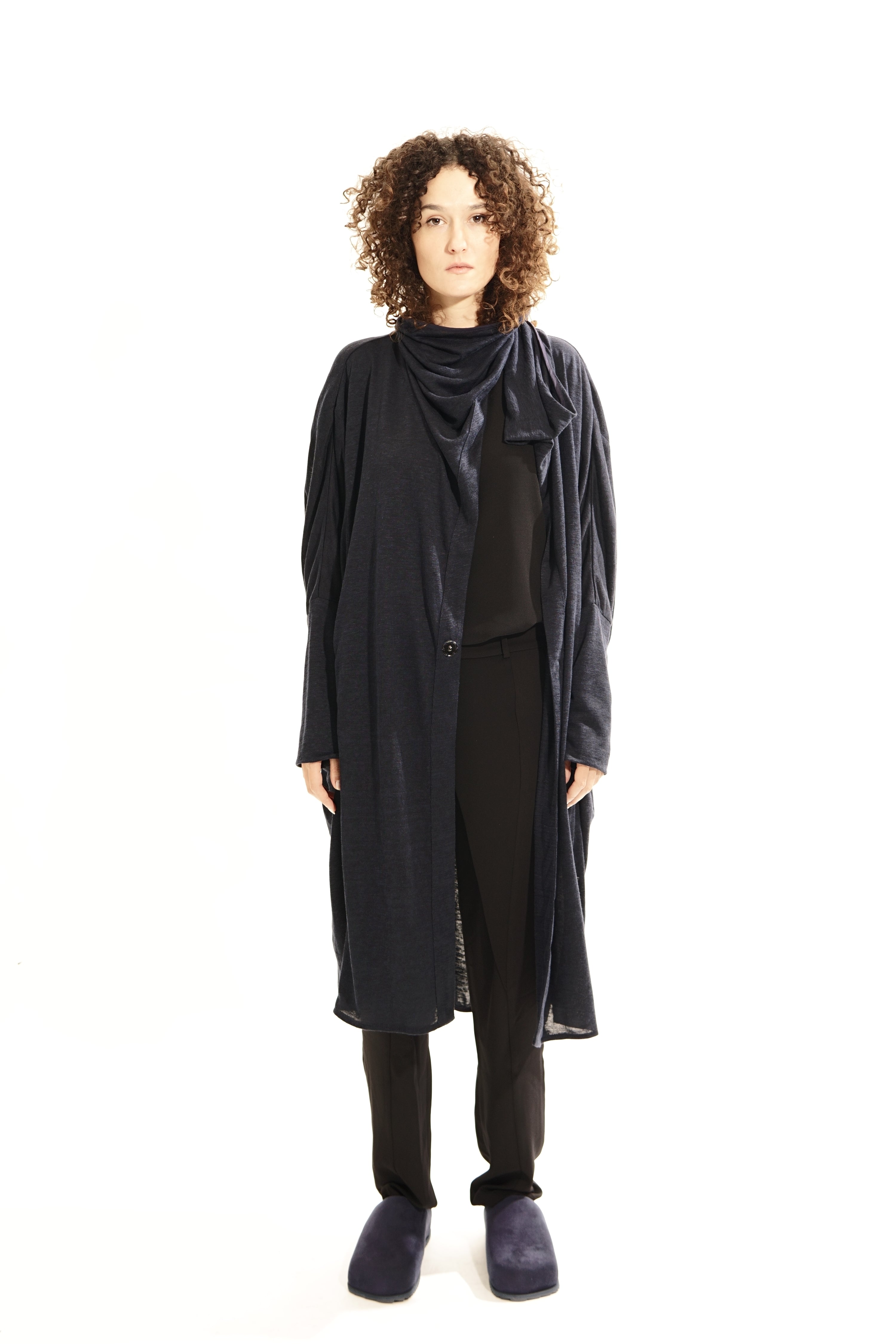 TR134 Long Wrap Collar Cardigan