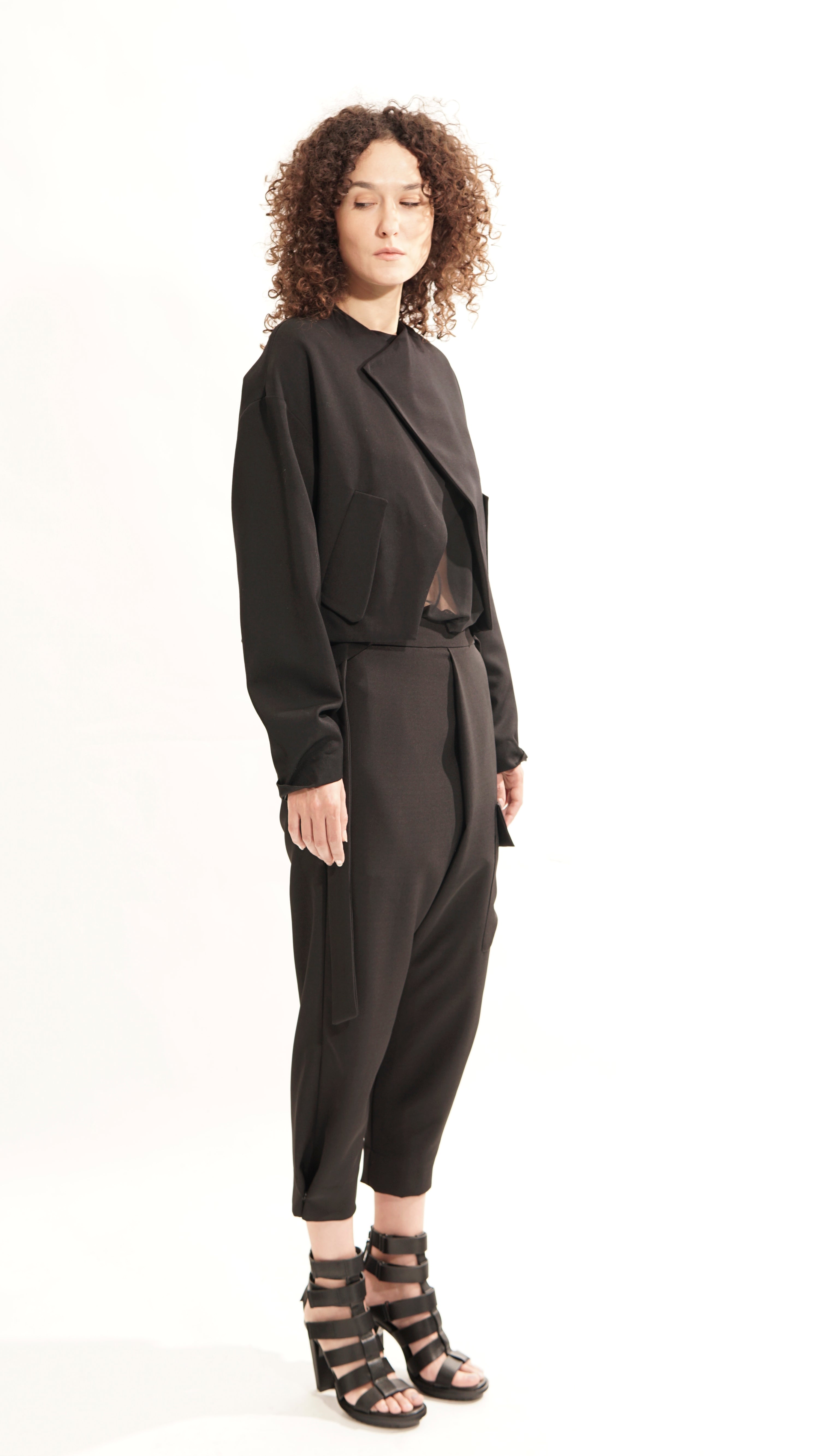 GT72 Cropped Minimalist Blazer – Black | Adddress