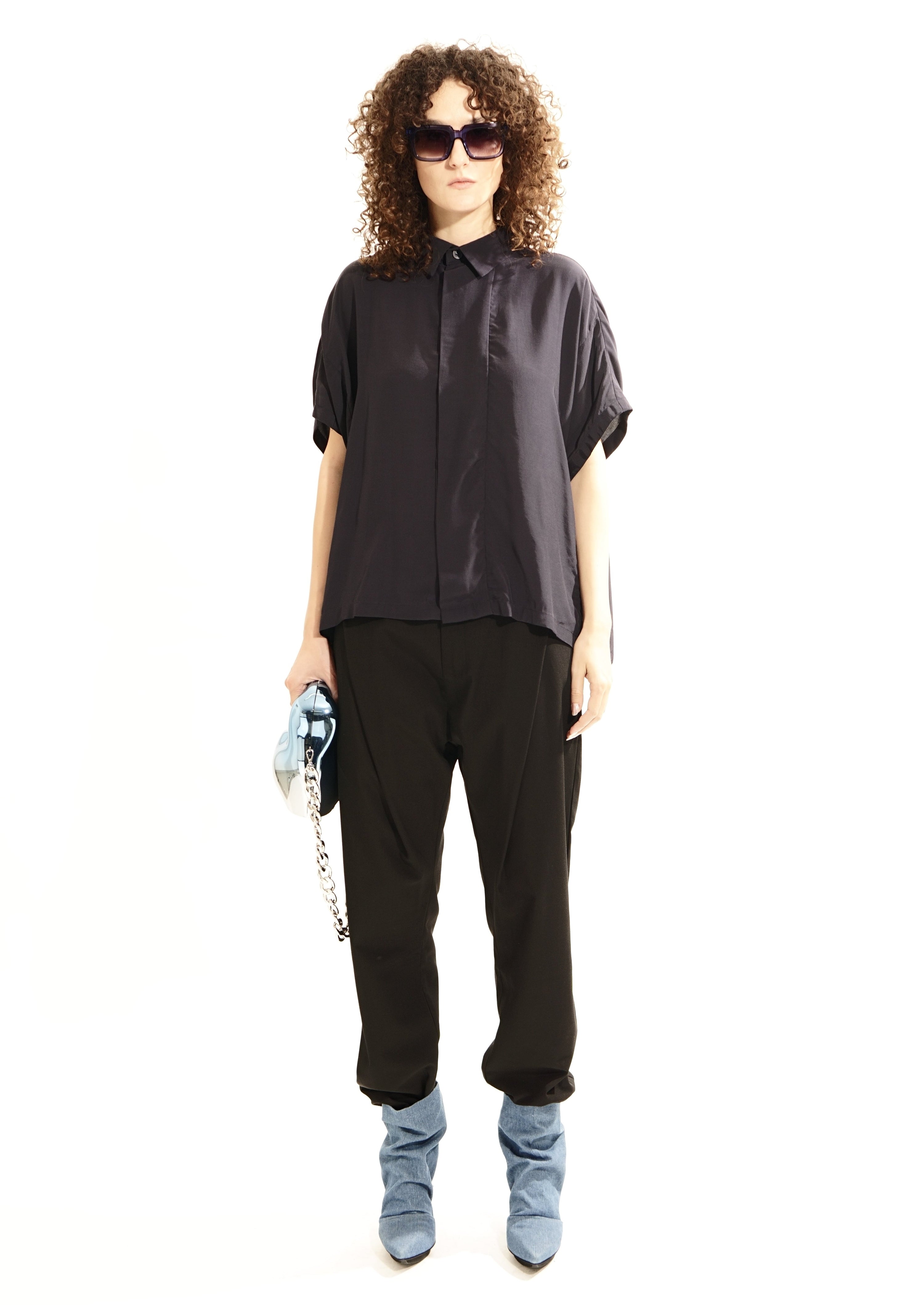 Oversized contemporary blouse with clean minimal silhouette