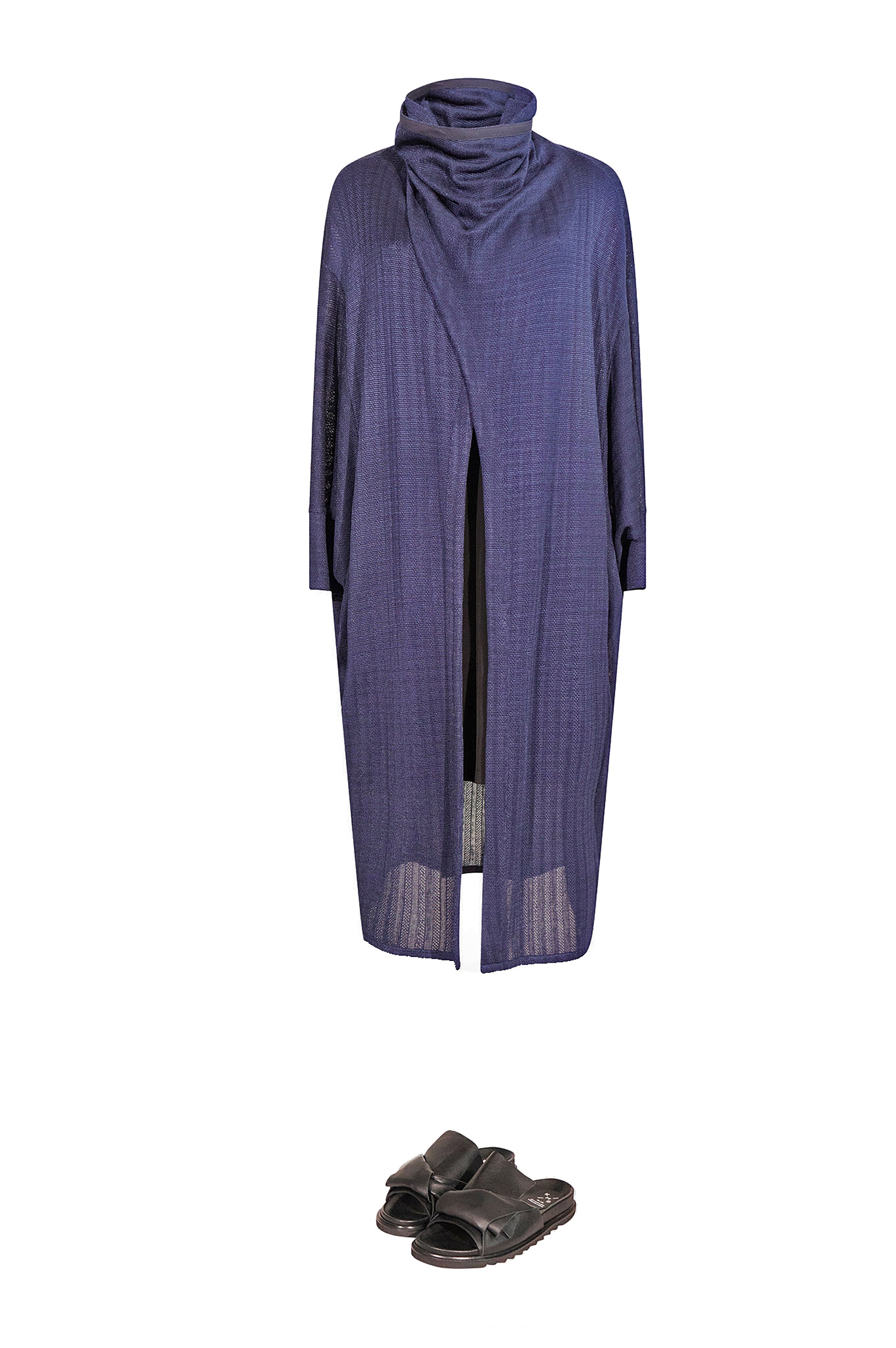 TR134 Long Wrap Collar Cardigan