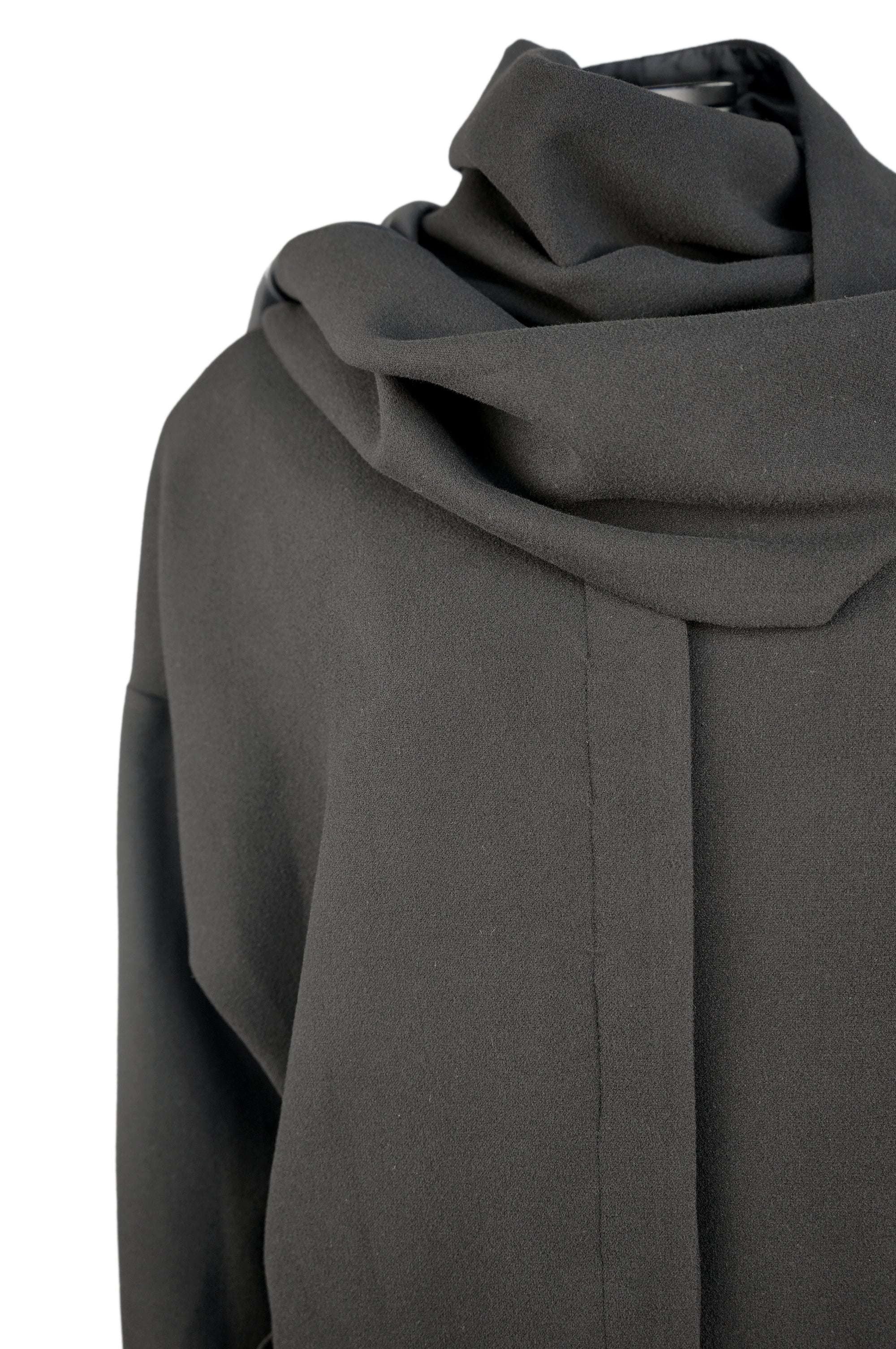 TAVA Oversized Coat with Scarf  - black I Adddress