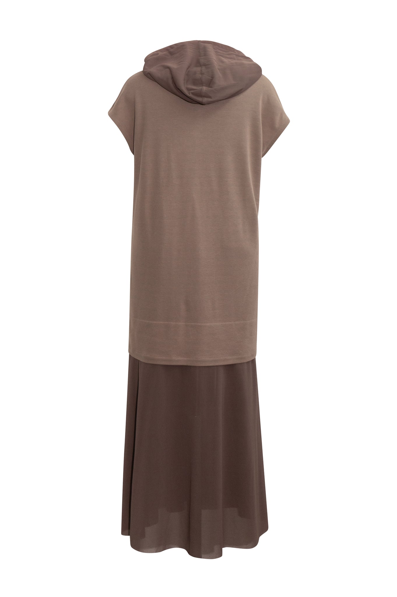 R249 DUO COLOR DRESS WITH HOODIE